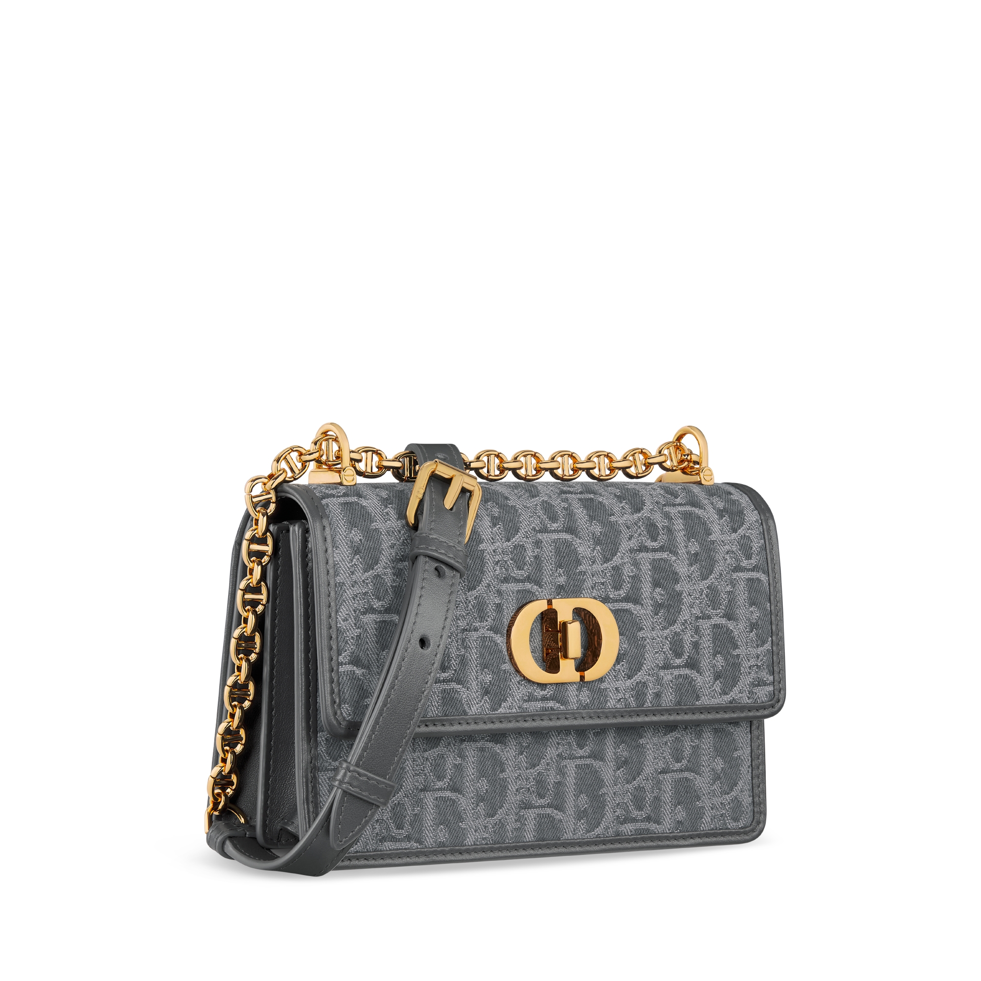 Miss Caro 迷你链条手袋 灰色 Denim Dior Oblique 提花面料 E03