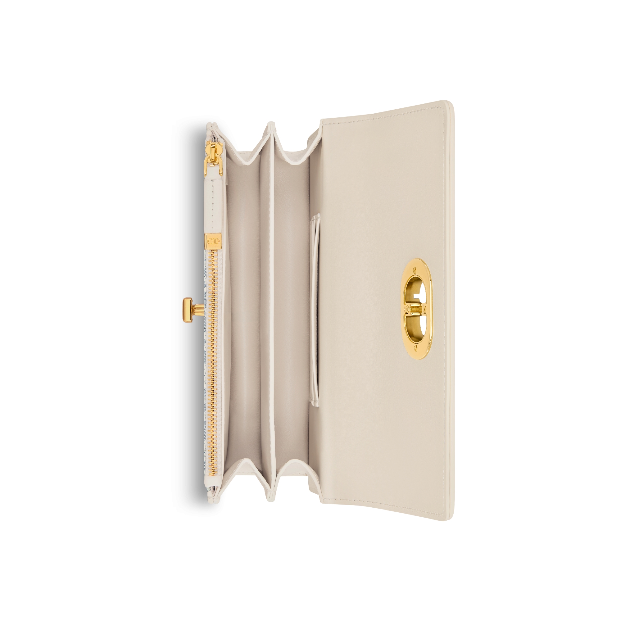 Miss Caro 迷你链条手袋 蓝色酒椰草效果格纹布 Oblique 印花和浅饼干色光滑牛皮革 E06