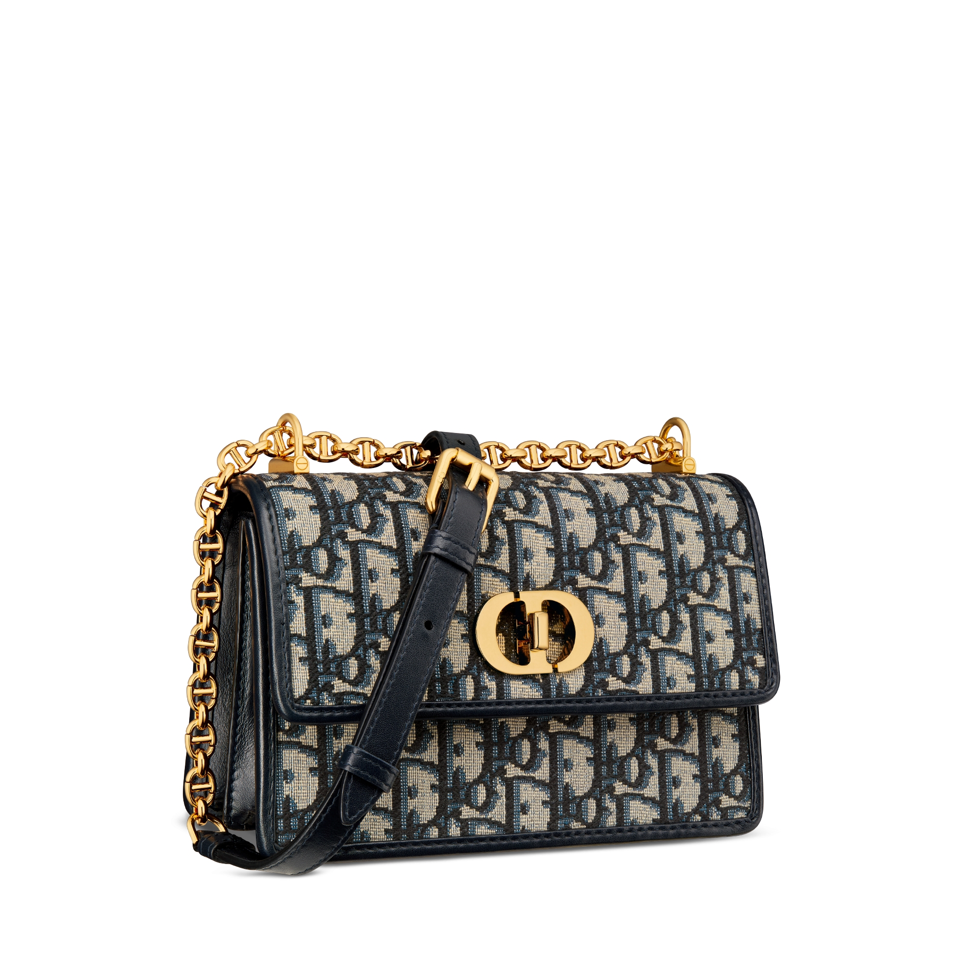 Miss Caro 迷你链条手袋 蓝色 Oblique 印花面料 E03