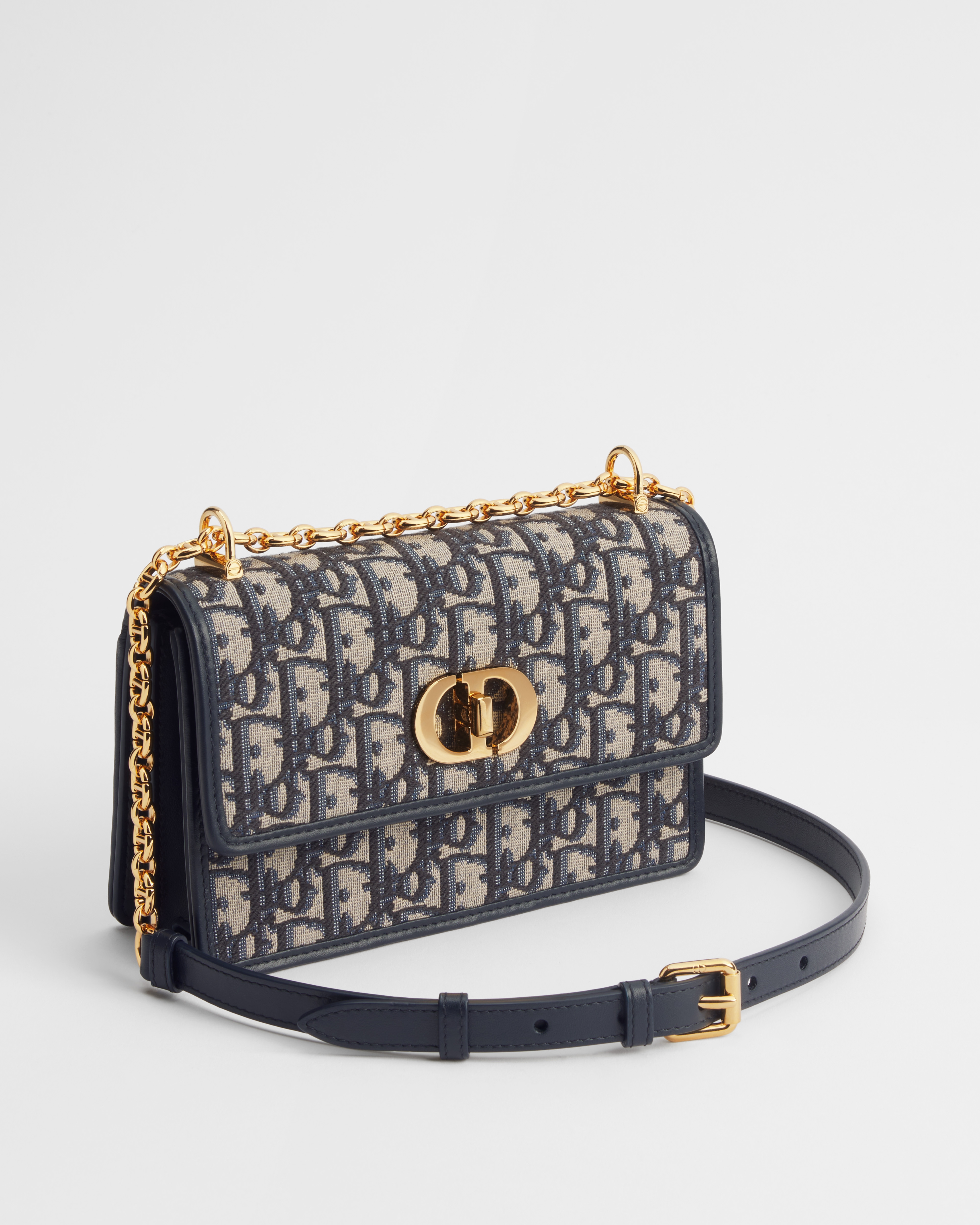 Miss Caro 迷你链条手袋 蓝色 Oblique 印花面料 E03