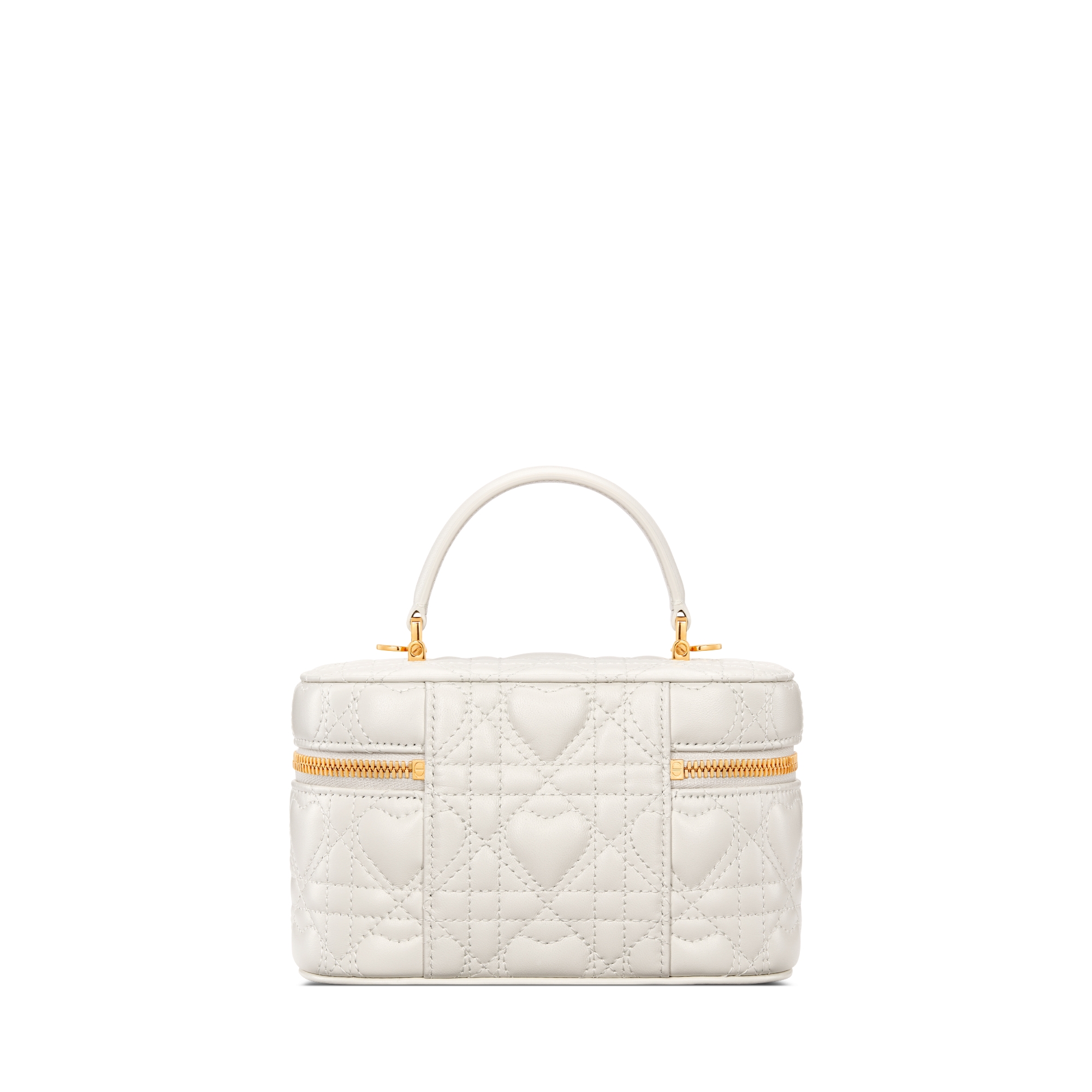 Dioramour Dior Caro 迷你 Vanity 手袋 奶白色羊皮革藤格纹心形图案 E08