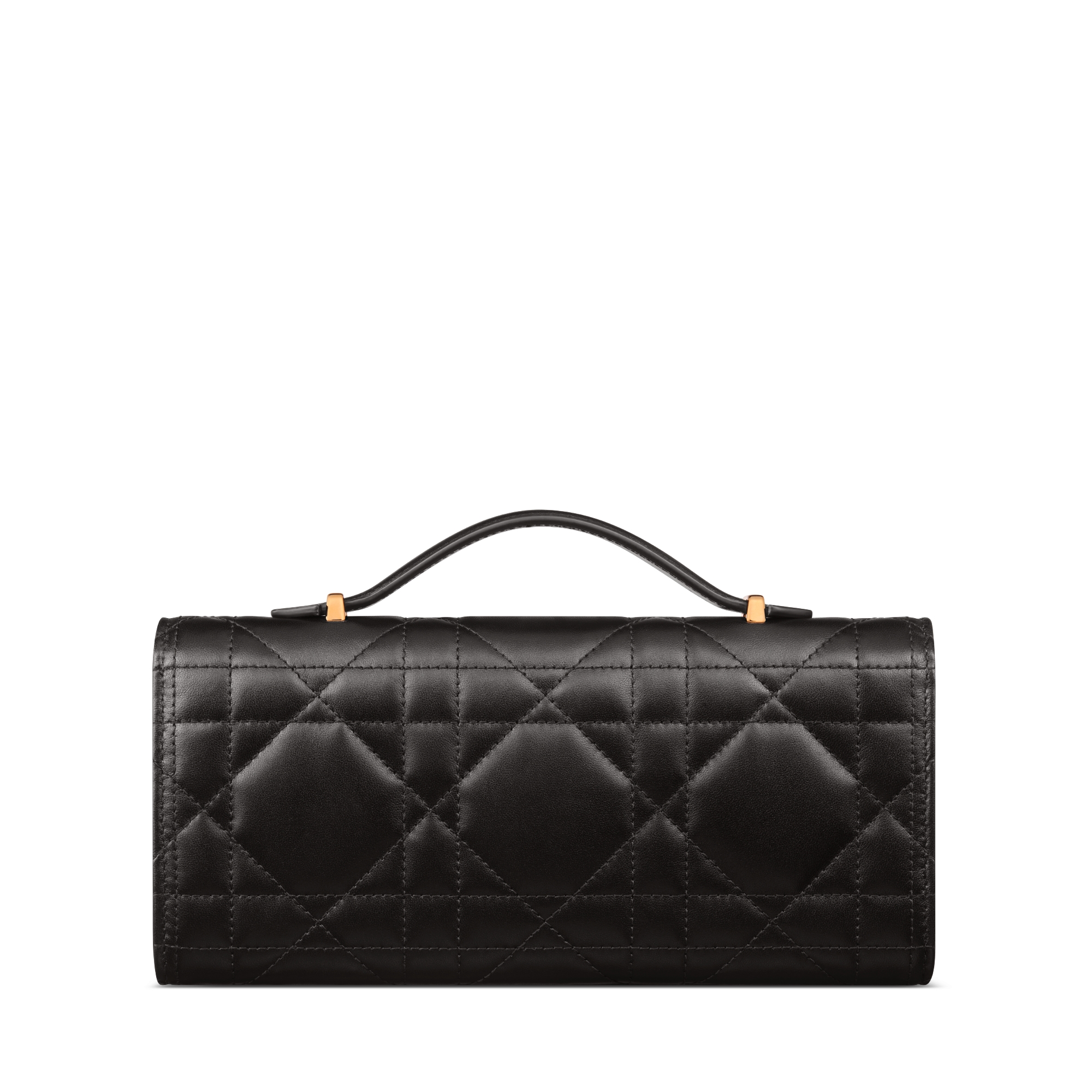 Miss Caro Top Handle 手拿包 黑色羊皮革超大藤格纹 E08