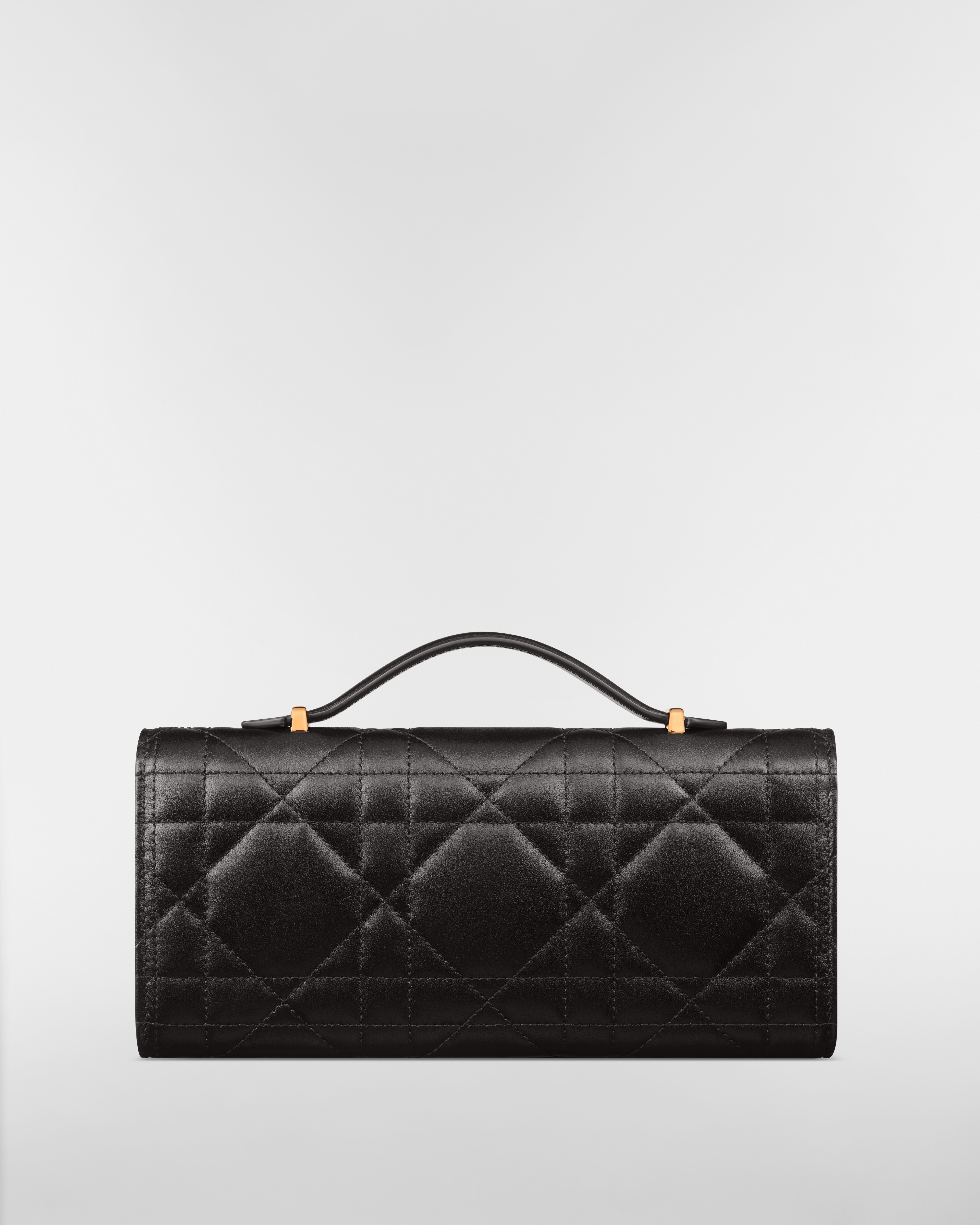 Miss Caro Top Handle 手拿包 黑色羊皮革超大藤格纹 E08