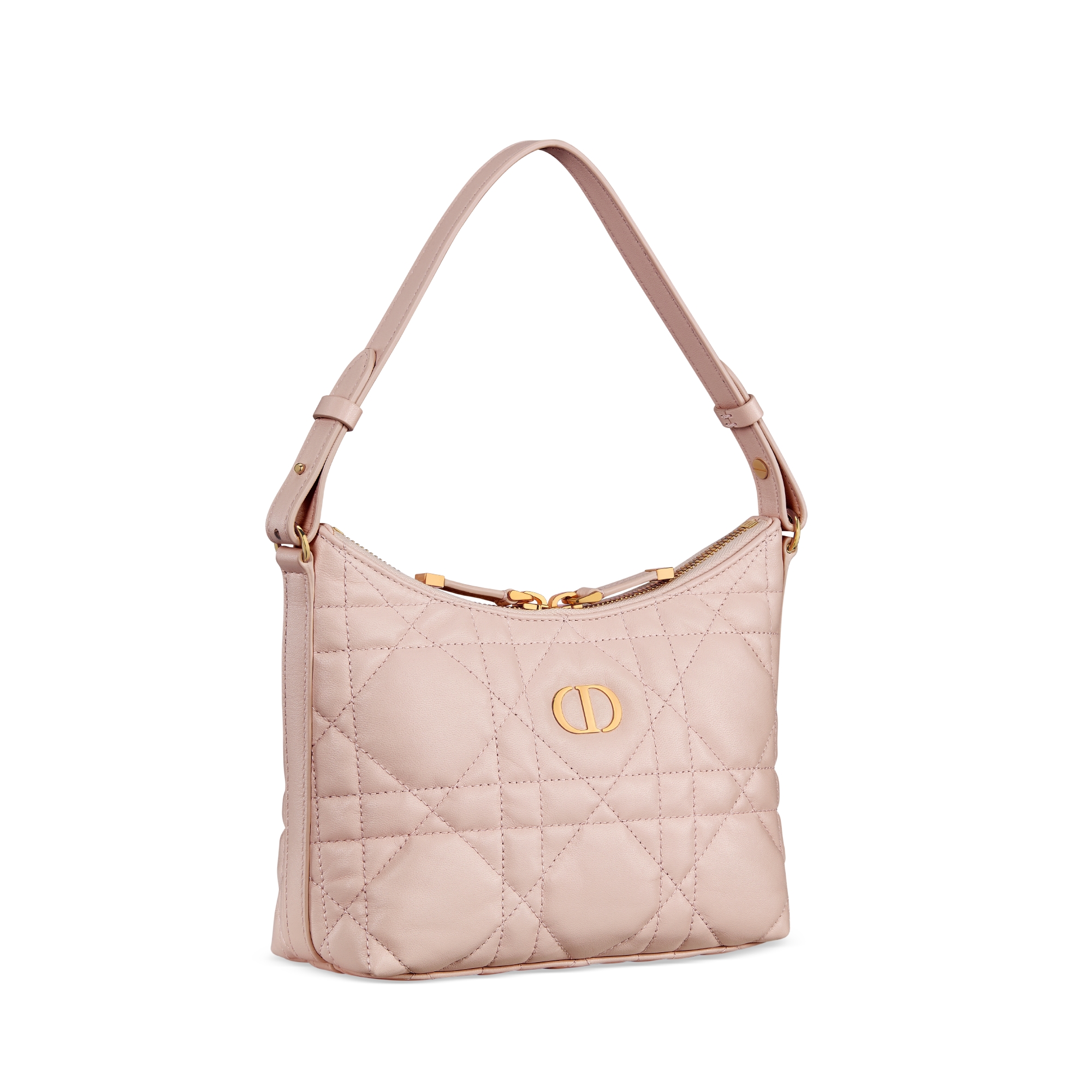 Miss Caro 迪奥之爱迷你链条手袋 胭脂粉色羊皮革超大藤格纹 E03