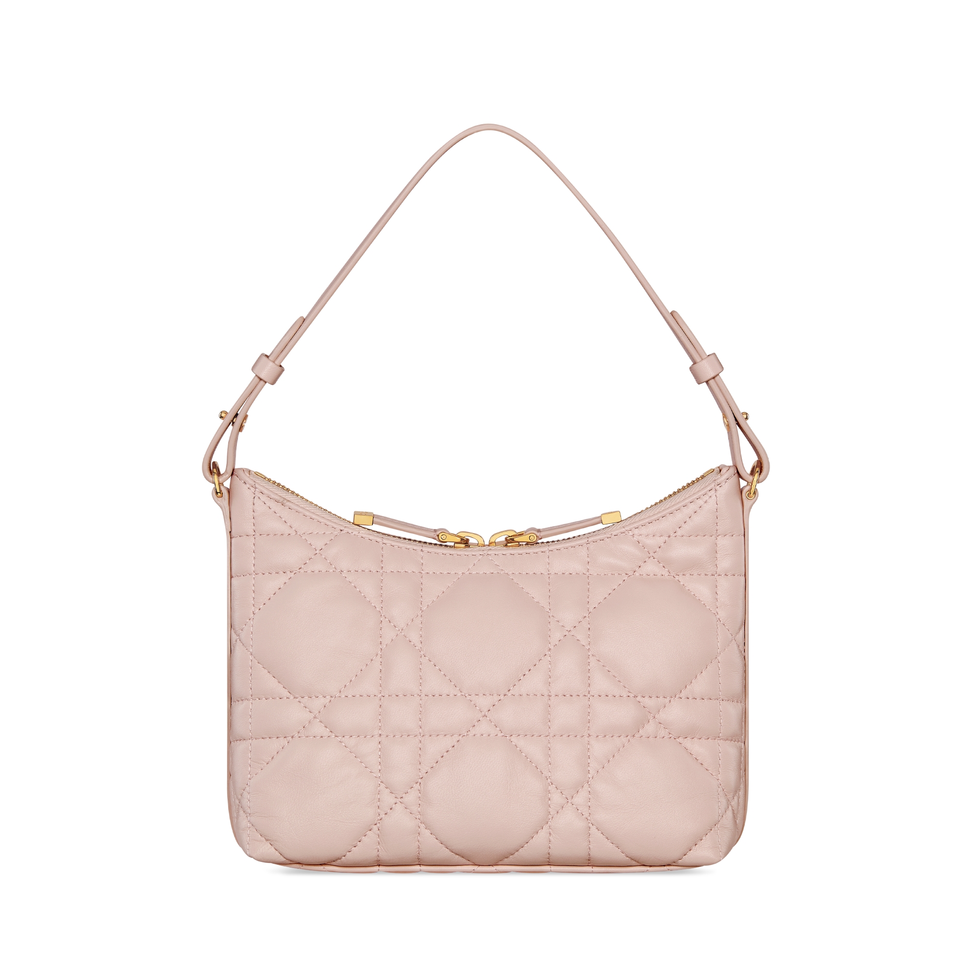 Miss Caro 迪奥之爱迷你链条手袋 胭脂粉色羊皮革超大藤格纹 E08