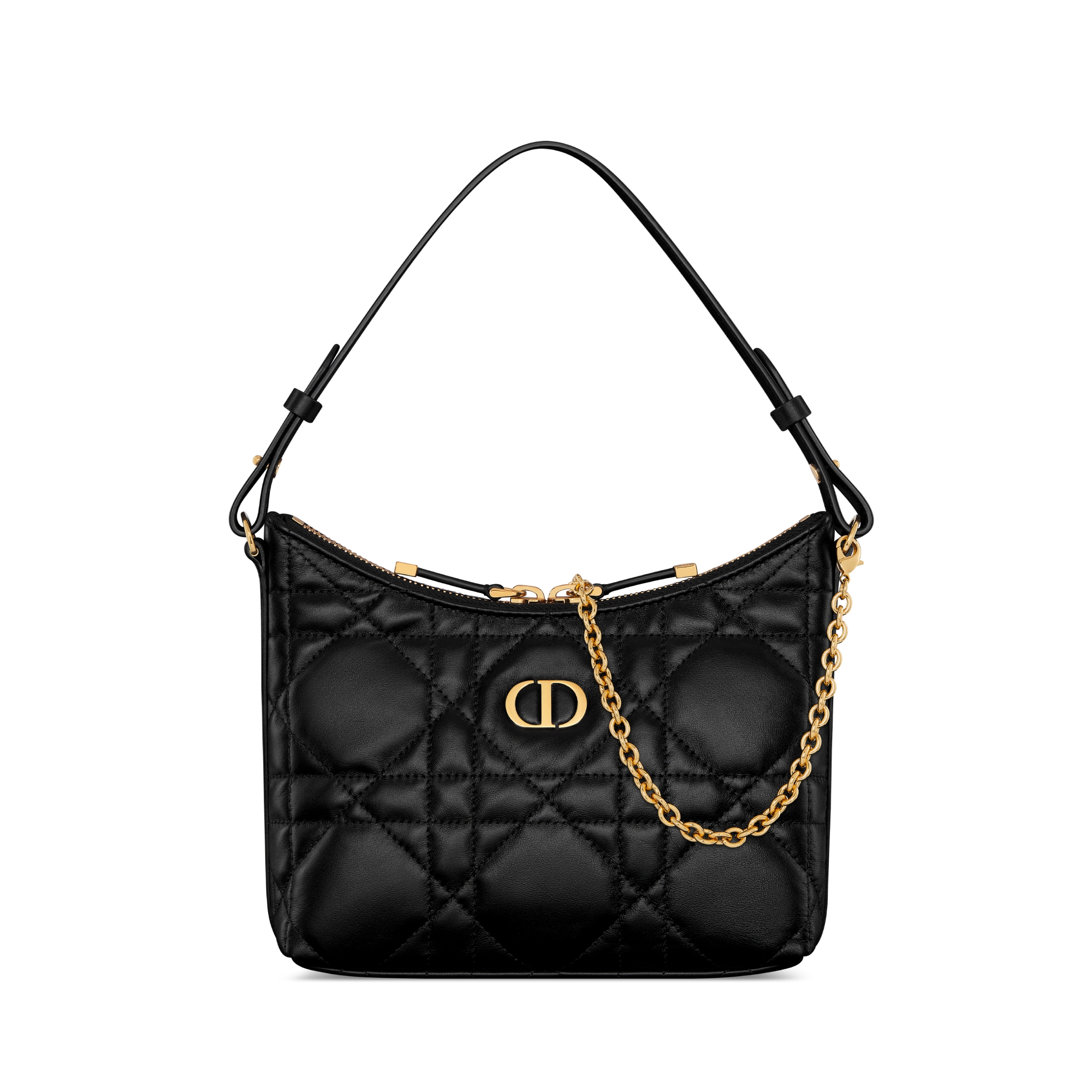 Miss Caro 迪奥之爱迷你链条手袋 黑色羊皮革超大藤格纹 E01