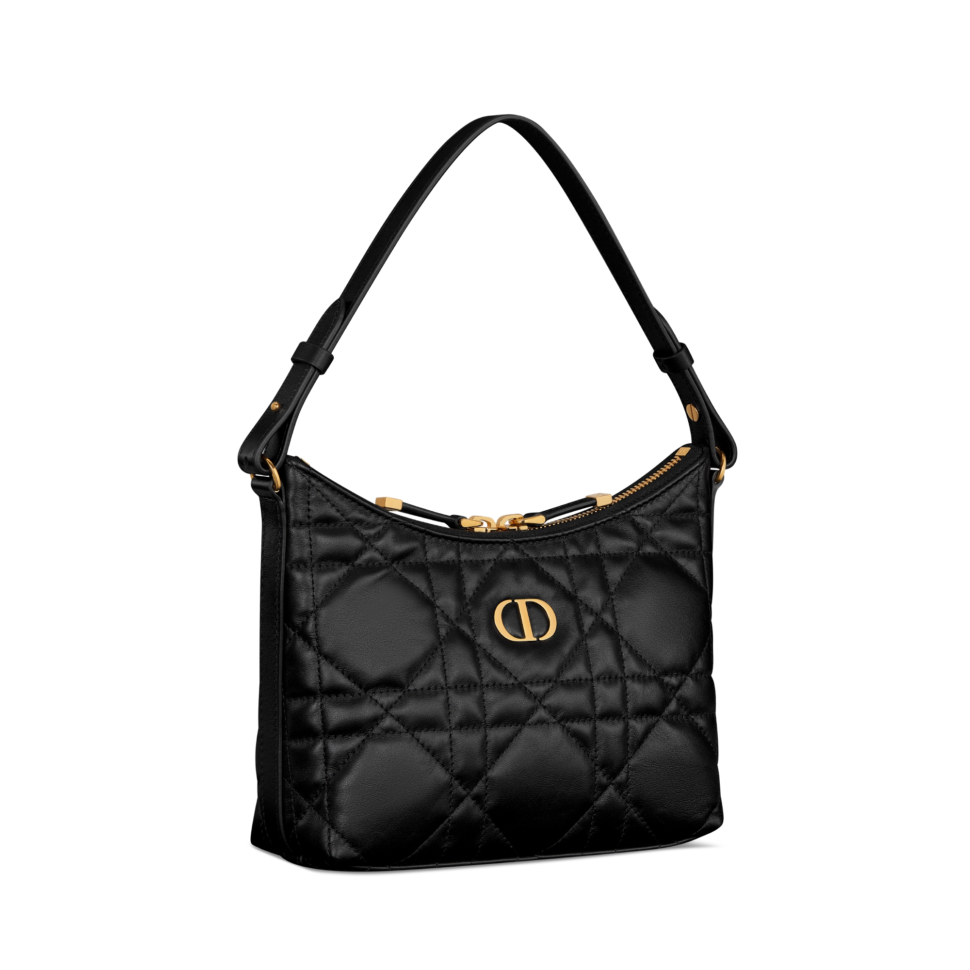 Miss Caro 迪奥之爱迷你链条手袋 黑色羊皮革超大藤格纹 E03