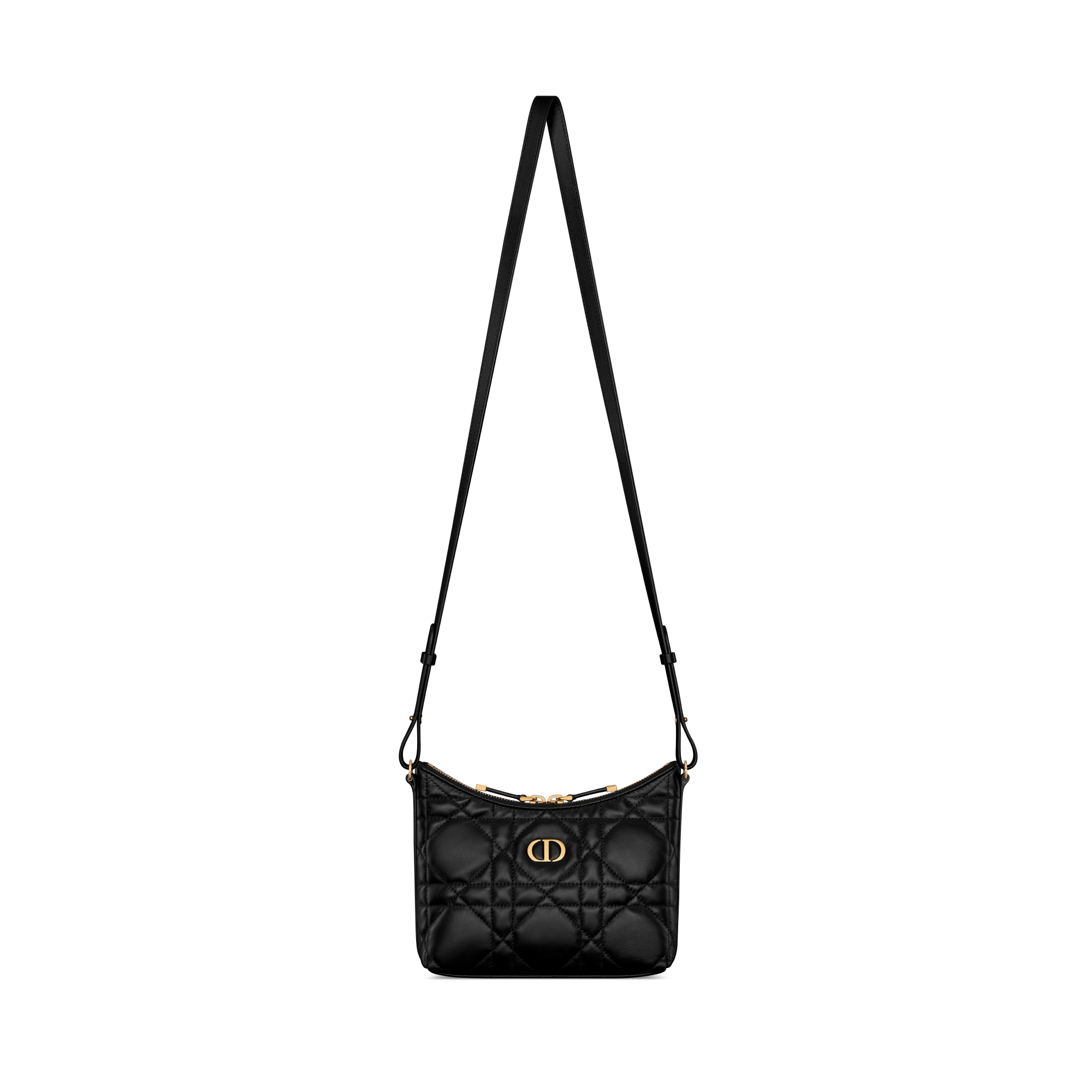 Miss Caro 迪奥之爱迷你链条手袋 黑色羊皮革超大藤格纹 E07