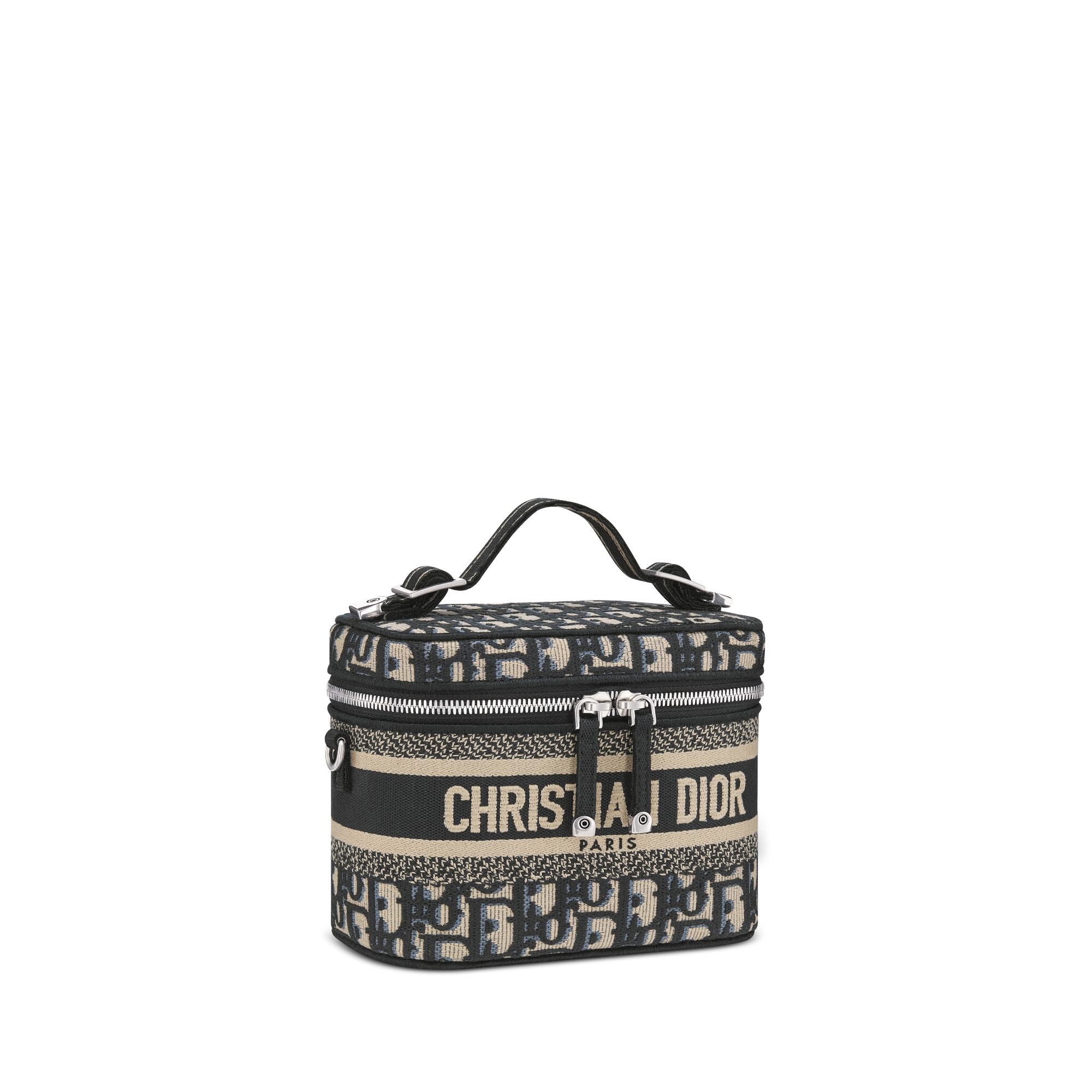 小号 DiorTravel Vanity 手袋（附肩带） 蓝色 Oblique 印花面料 E03