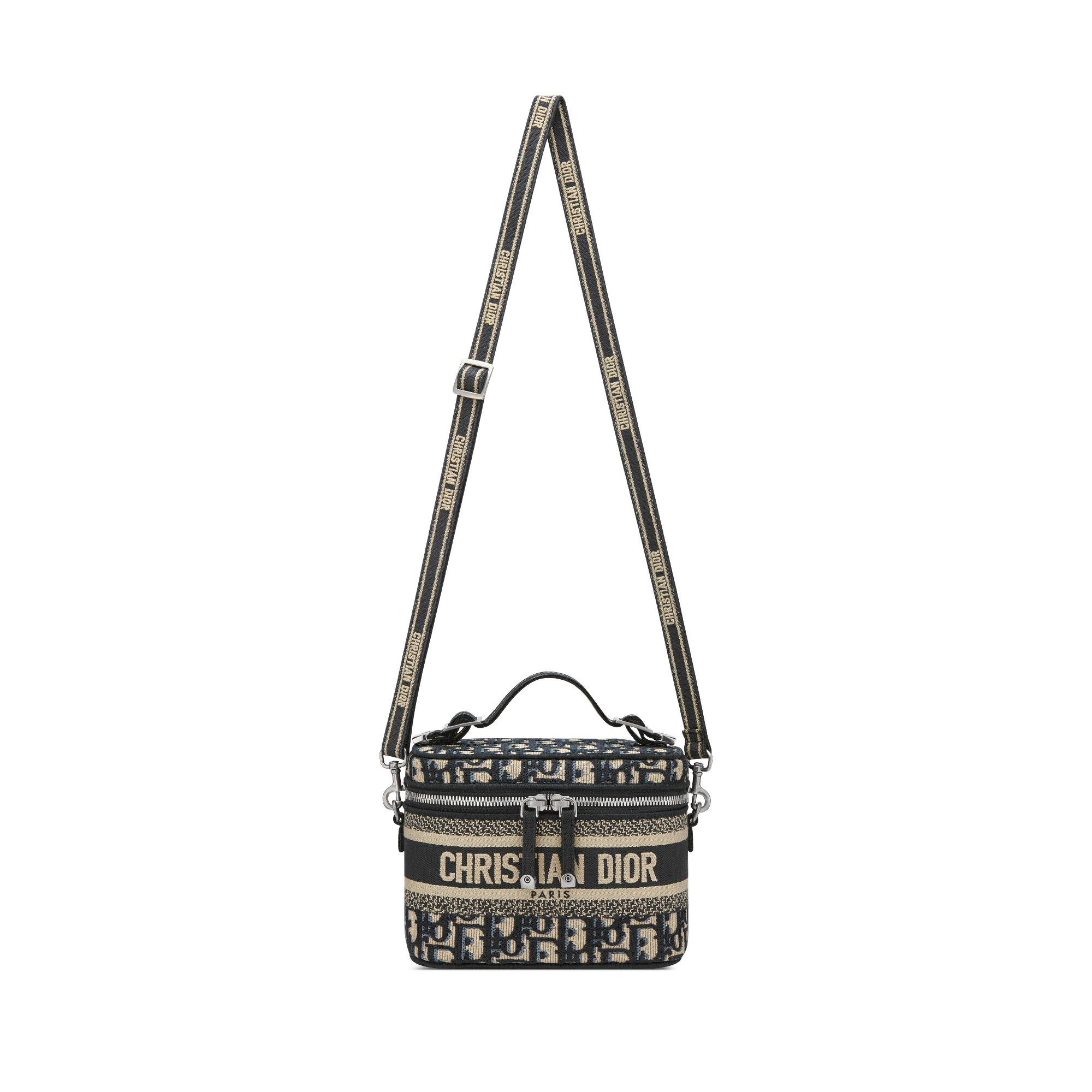 小号 DiorTravel Vanity 手袋（附肩带） 蓝色 Oblique 印花面料 E07