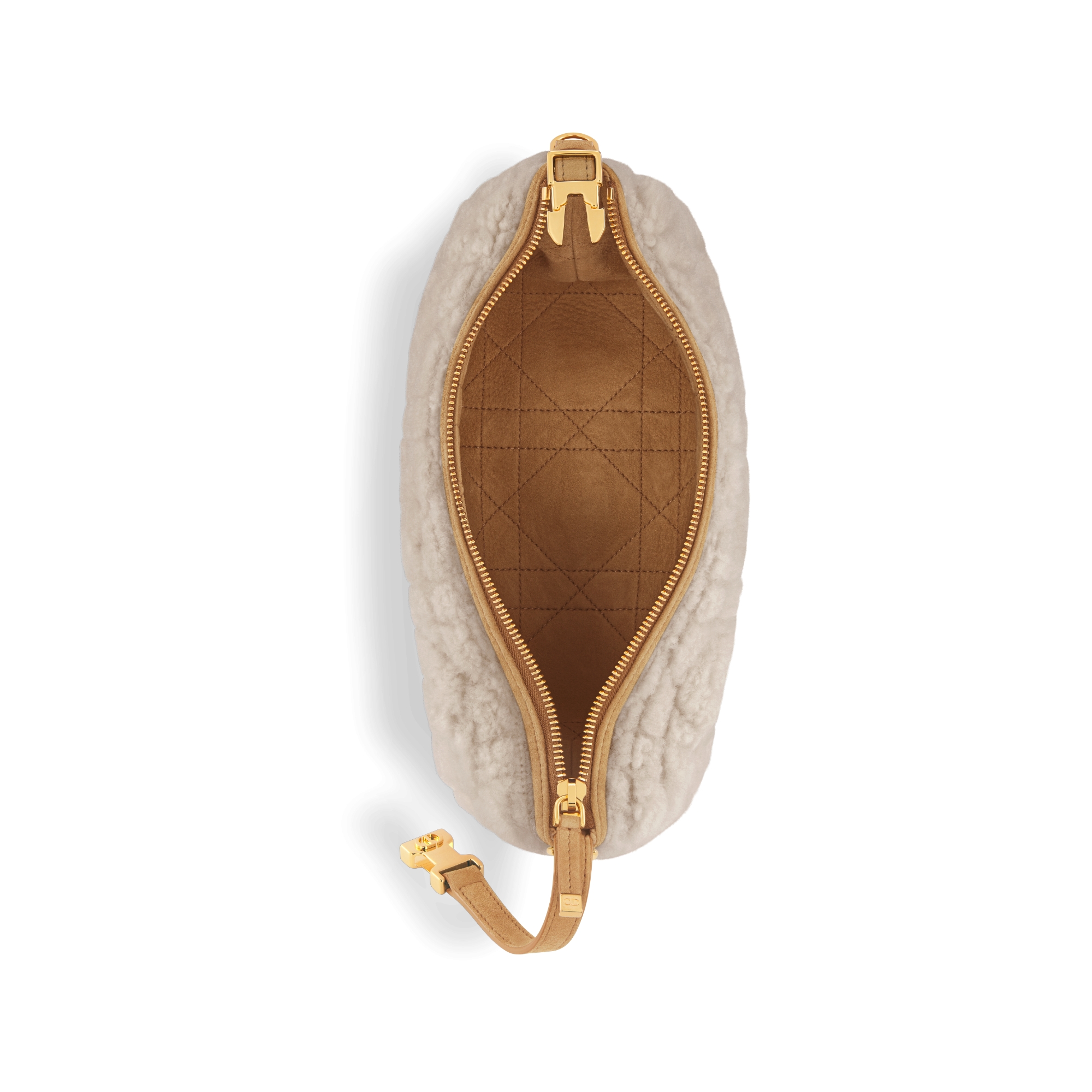 中号 DiorTravel Nomad 手拿包 米白色羊皮革皮毛一体藤格纹 E06