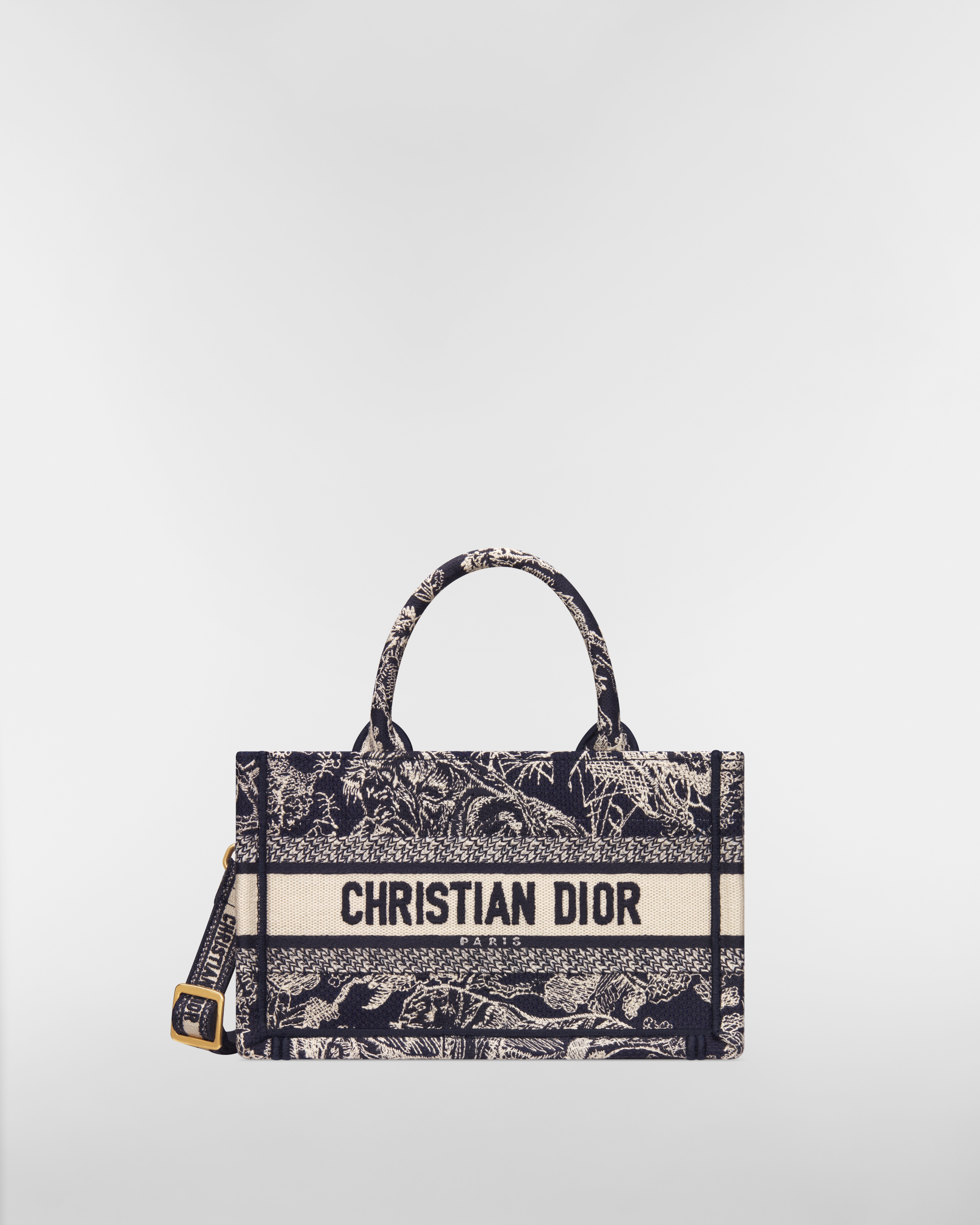 迷你 Book Tote 手袋 蓝色 Reverse 茹伊印花刺绣（21.5 x 13 x 7.5 厘米） E01