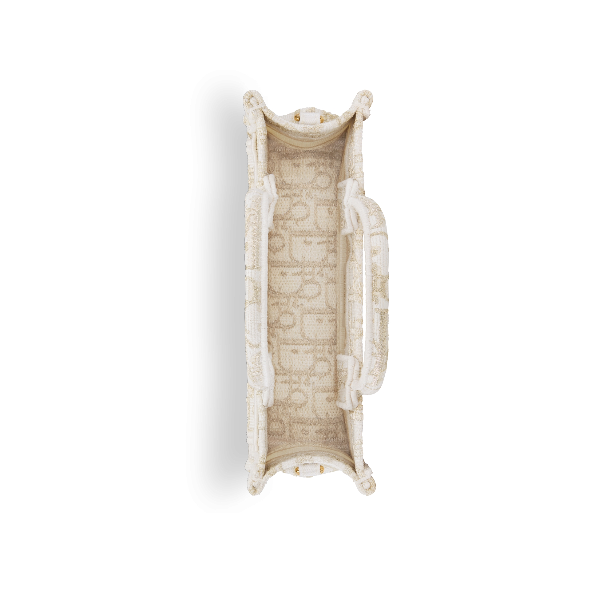 迷你 Book Tote 手袋 白色和金色调 Oblique 印花（21.5 x 13 x 7.5 厘米） E06