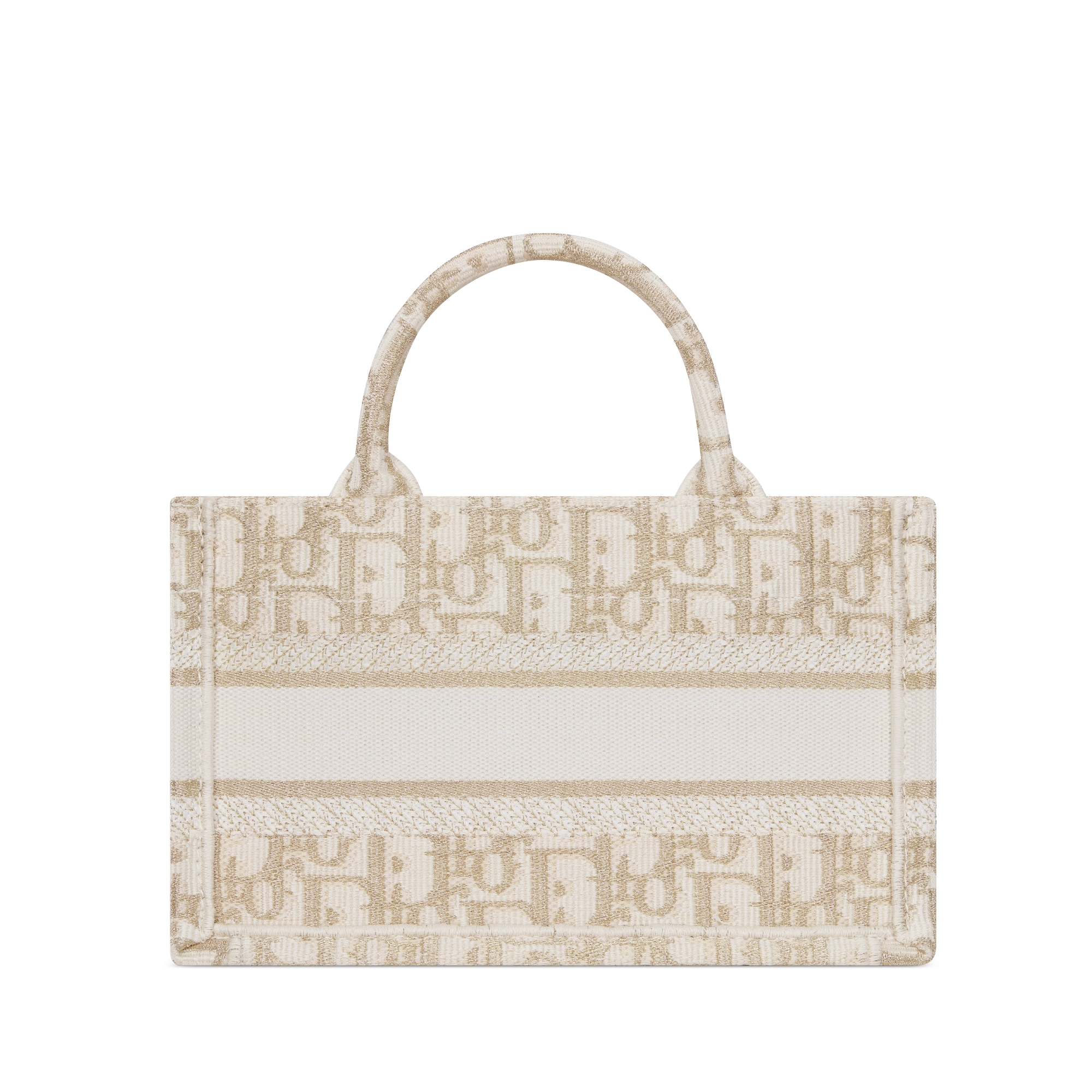 迷你 Book Tote 手袋 白色和金色调 Oblique 印花（21.5 x 13 x 7.5 厘米） E08
