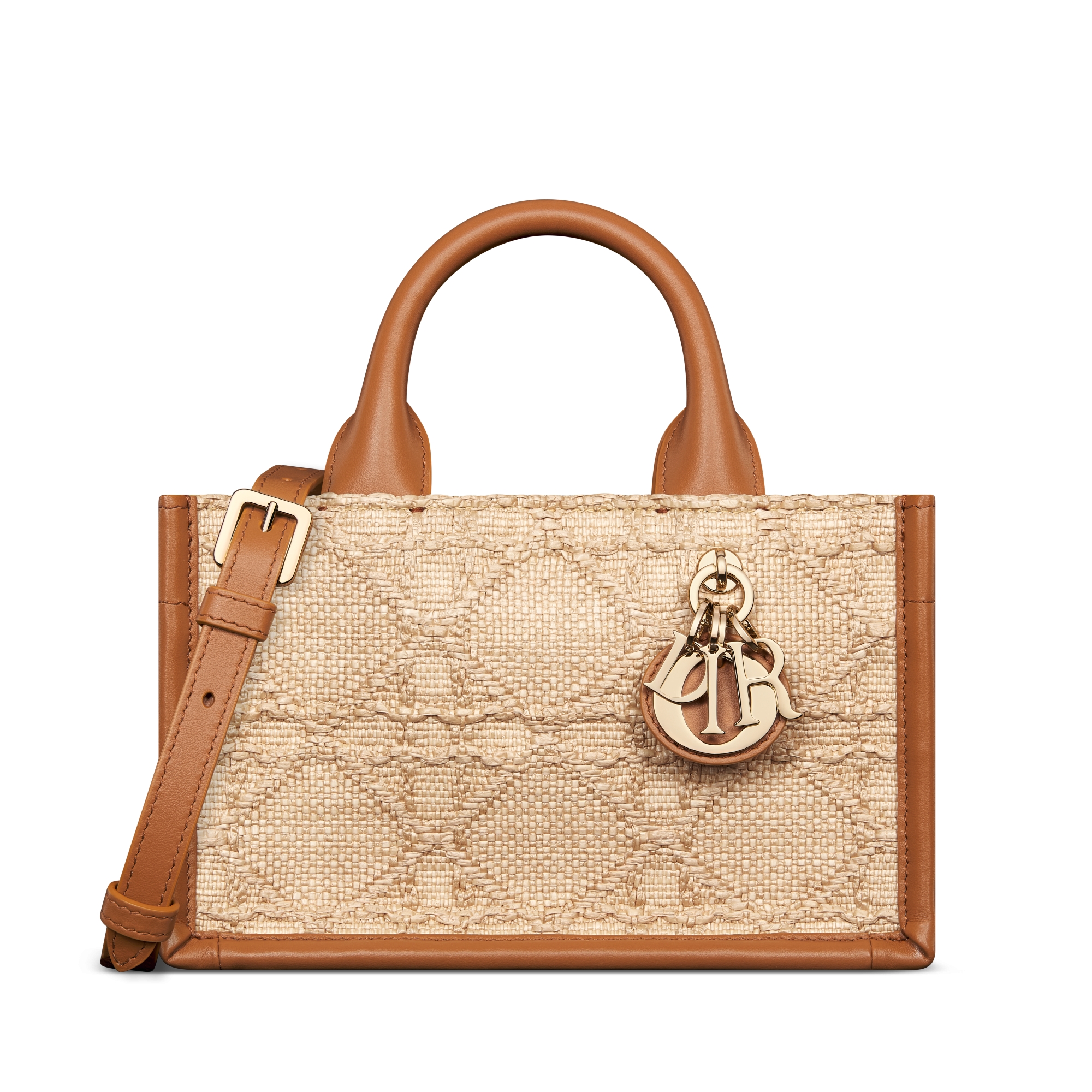 迷你 Book Tote 手袋 米色酒椰草藤格纹（21.5 x 13 x 7.5 厘米） E01