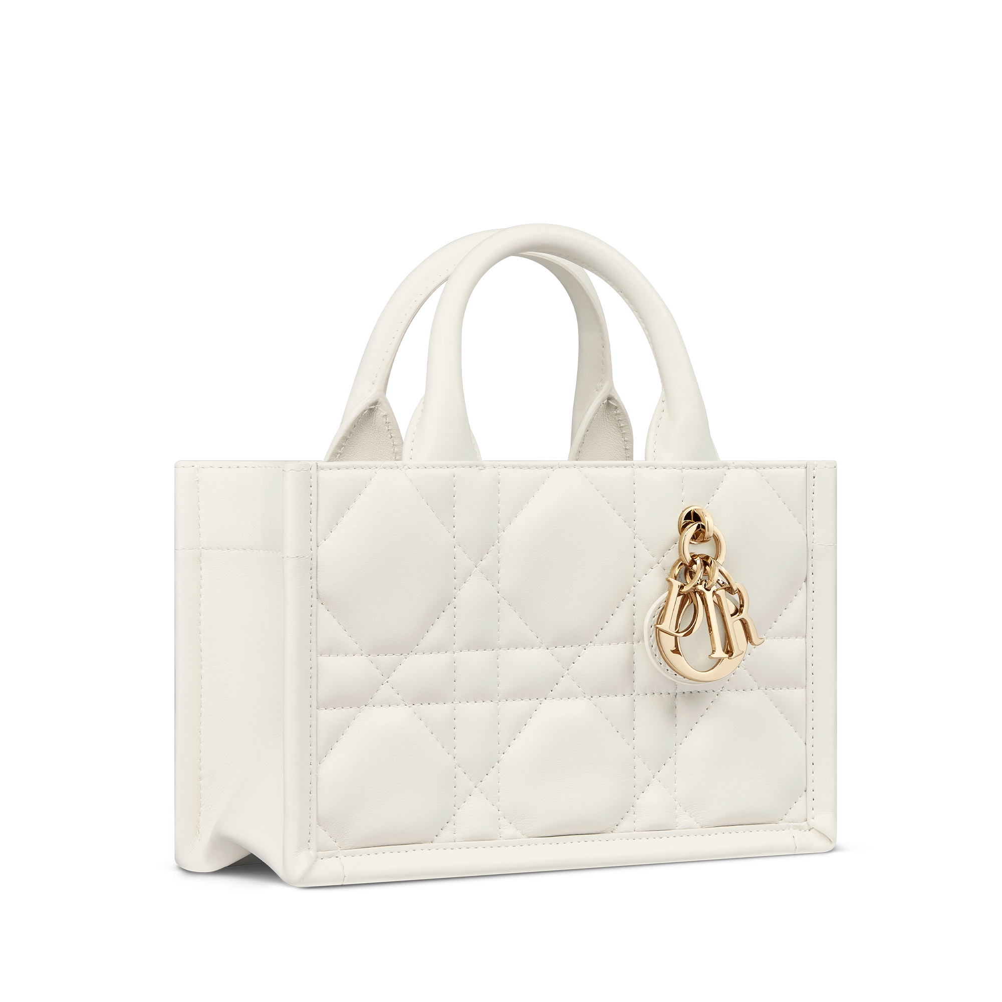 迷你 Book Tote 手袋 奶白色牛皮革超大藤格纹（21.5 x 13 x 7.5 厘米） E03