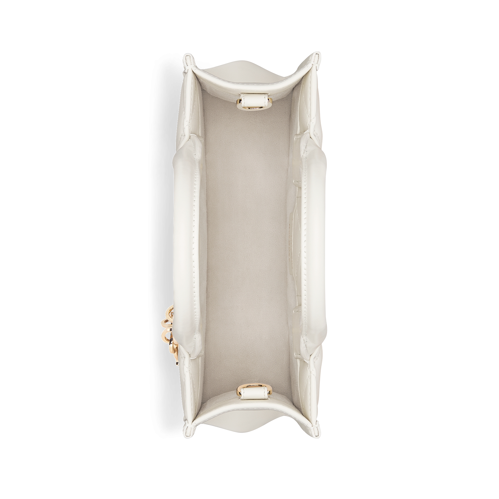 迷你 Book Tote 手袋 奶白色牛皮革超大藤格纹（21.5 x 13 x 7.5 厘米） E06