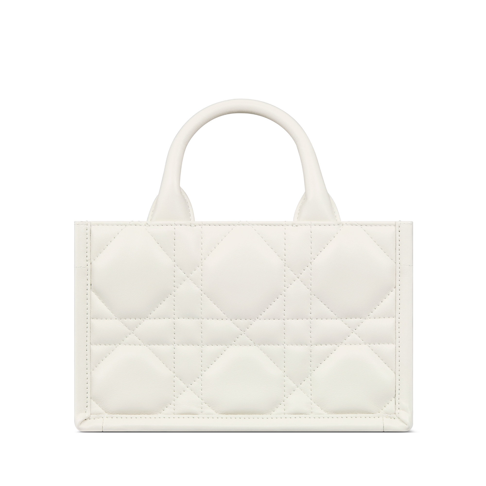 迷你 Book Tote 手袋 奶白色牛皮革超大藤格纹（21.5 x 13 x 7.5 厘米） E08