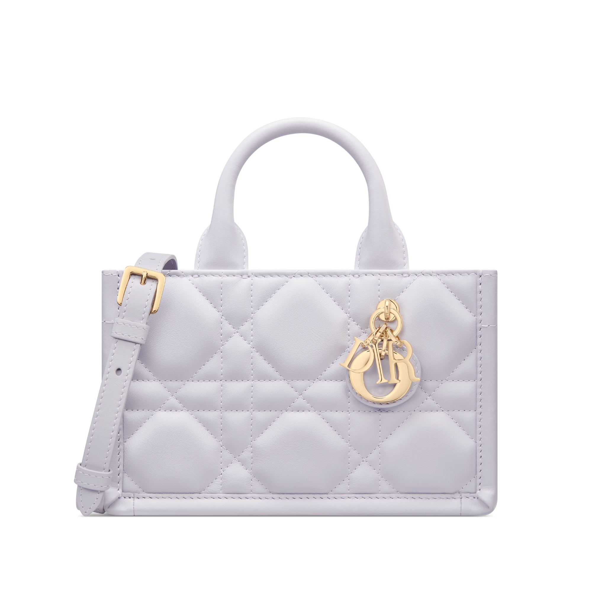 迷你 Book Tote 手袋 淡紫色牛皮革超大藤格纹（21.5 x 13 x 7.5 厘米） E01