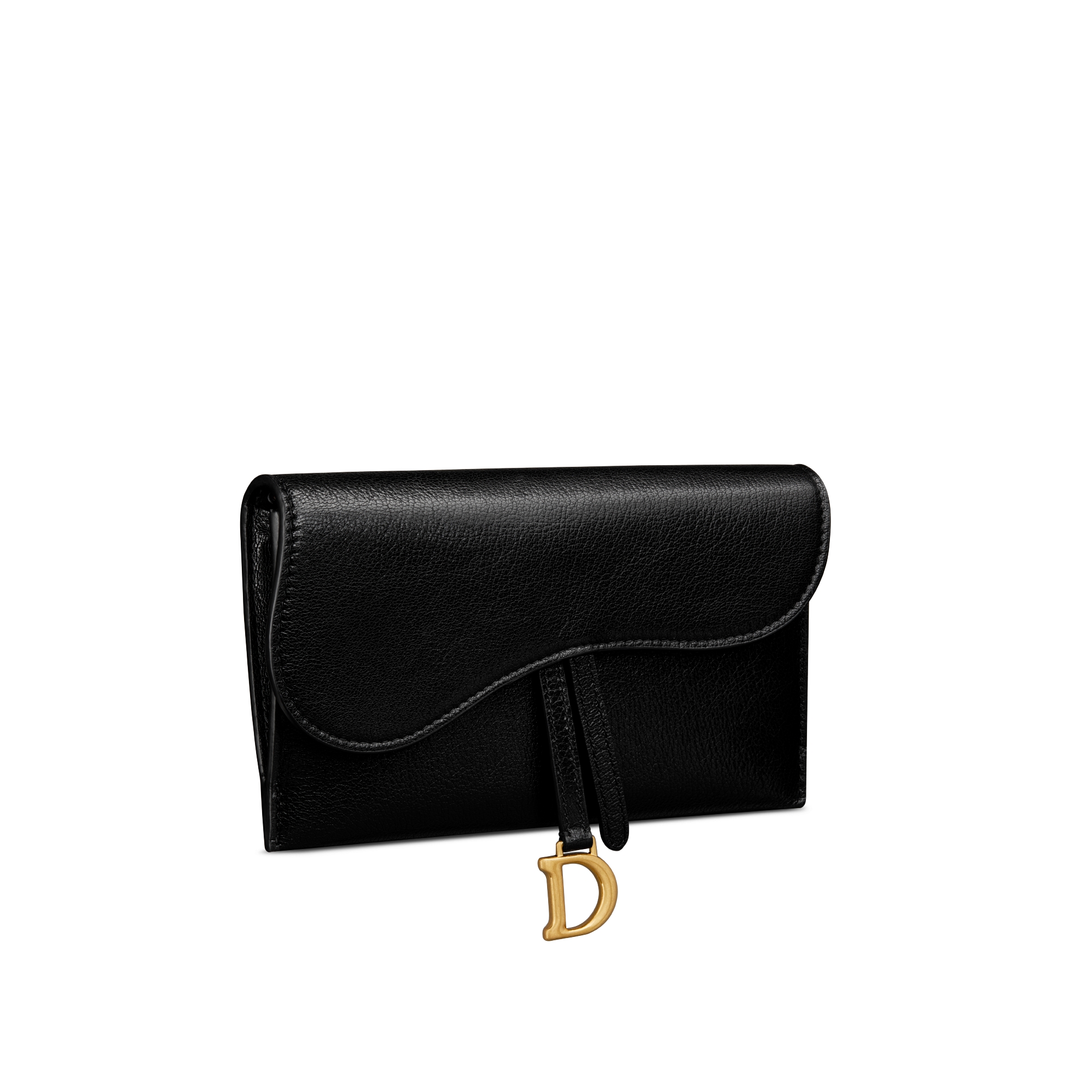 马鞍长款链条钱包 黑色羊皮革 E03