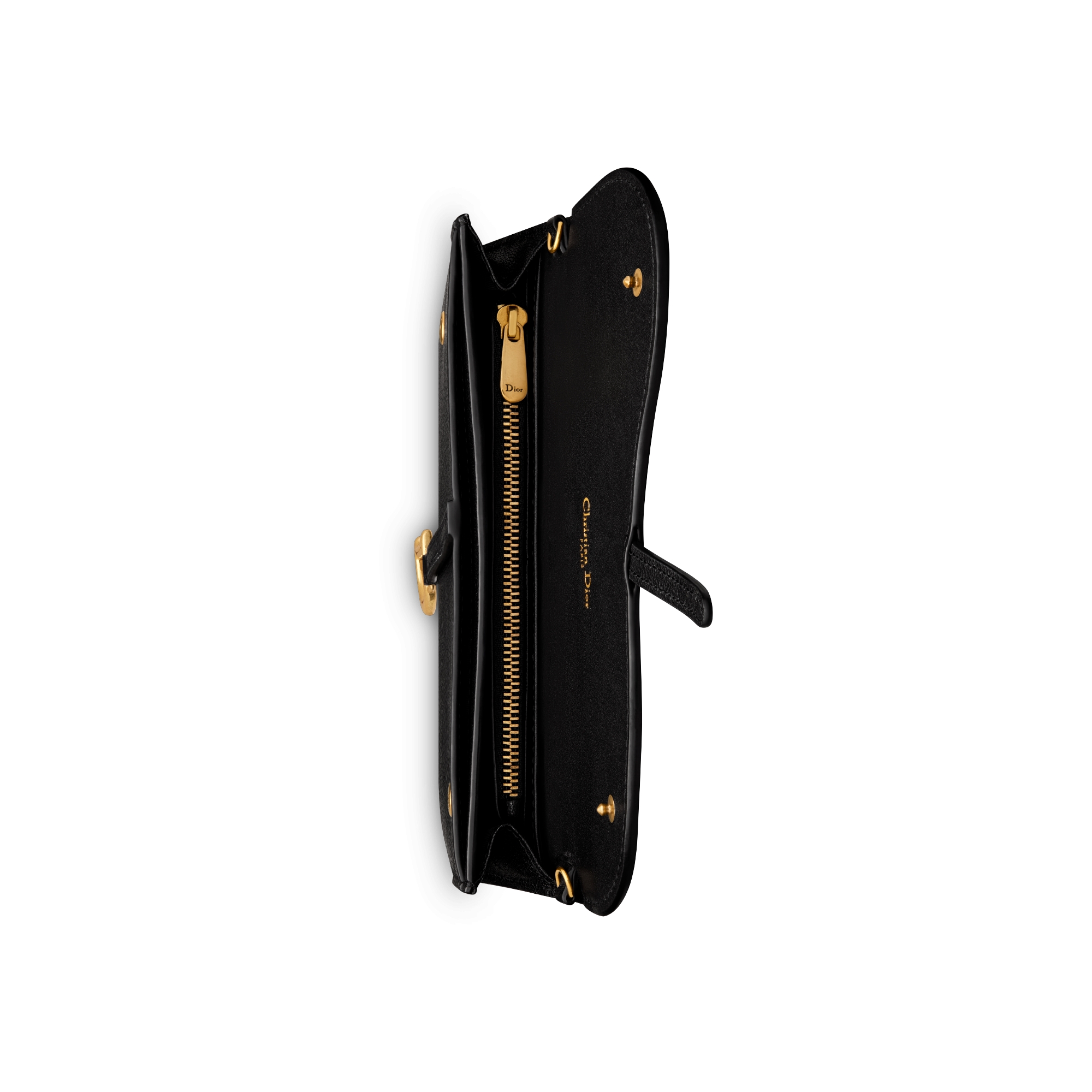 马鞍长款链条钱包 黑色羊皮革 E06