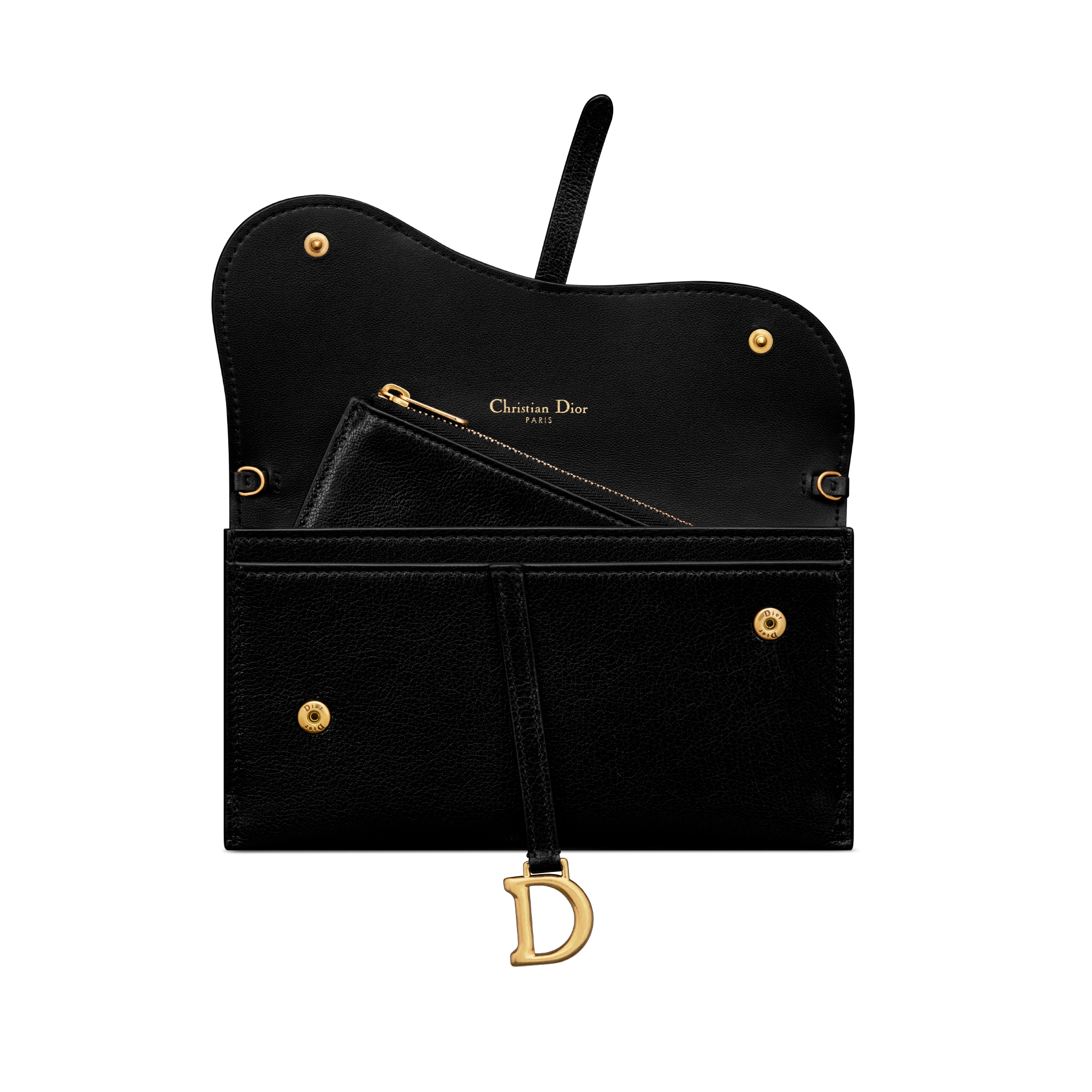 马鞍长款链条钱包 黑色羊皮革 E10