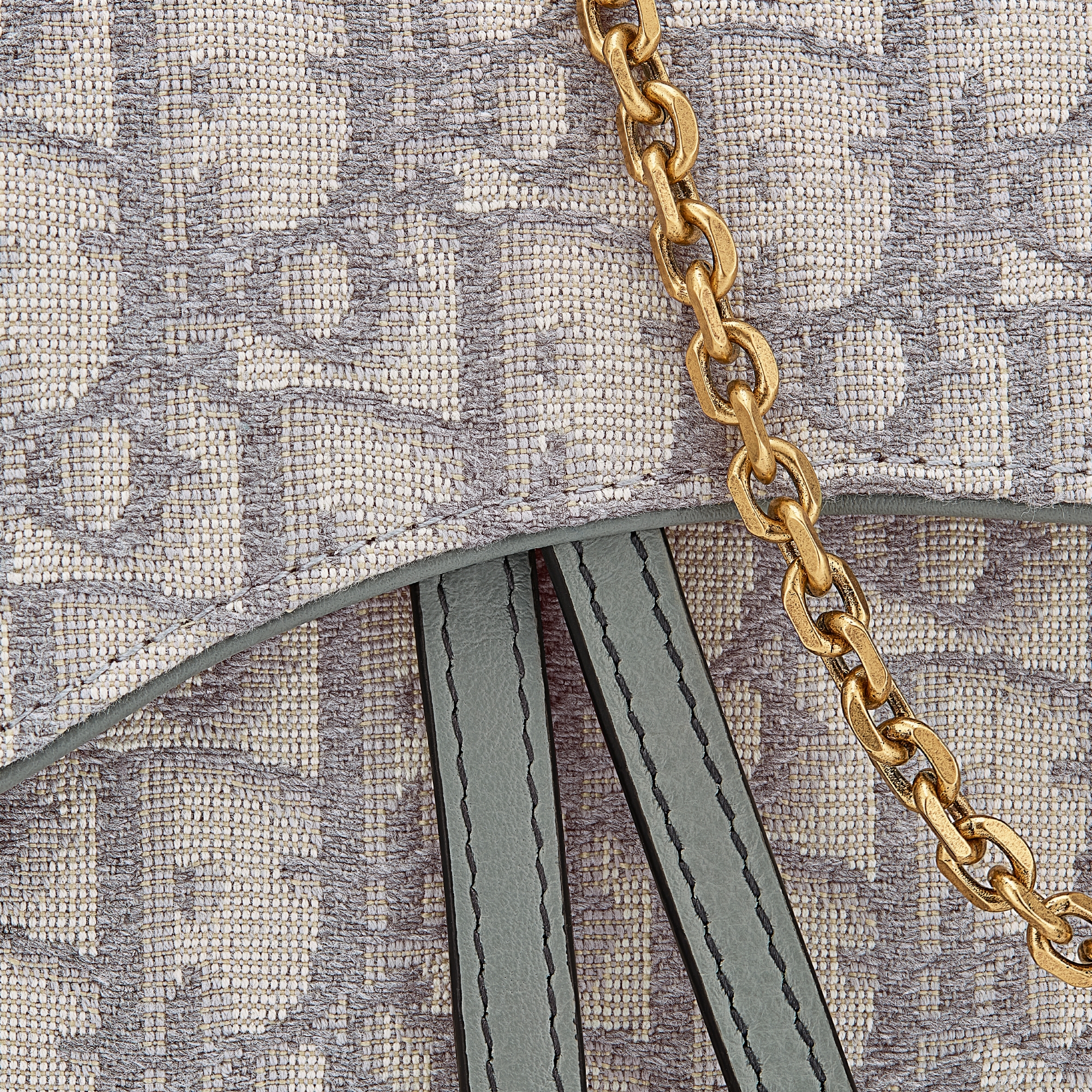 小号马鞍链条手袋 灰色 Oblique 印花面料 E09