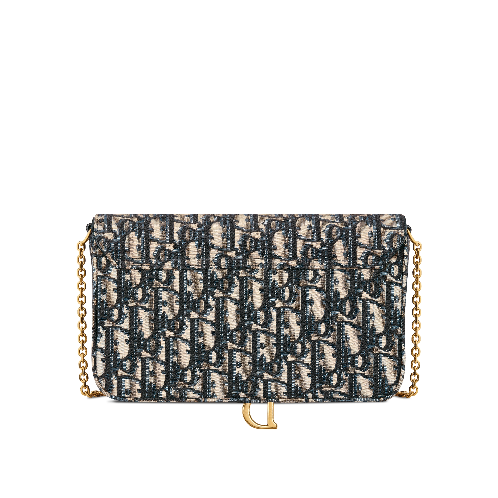 中号马鞍链条手袋 蓝色 Oblique 印花面料 E08