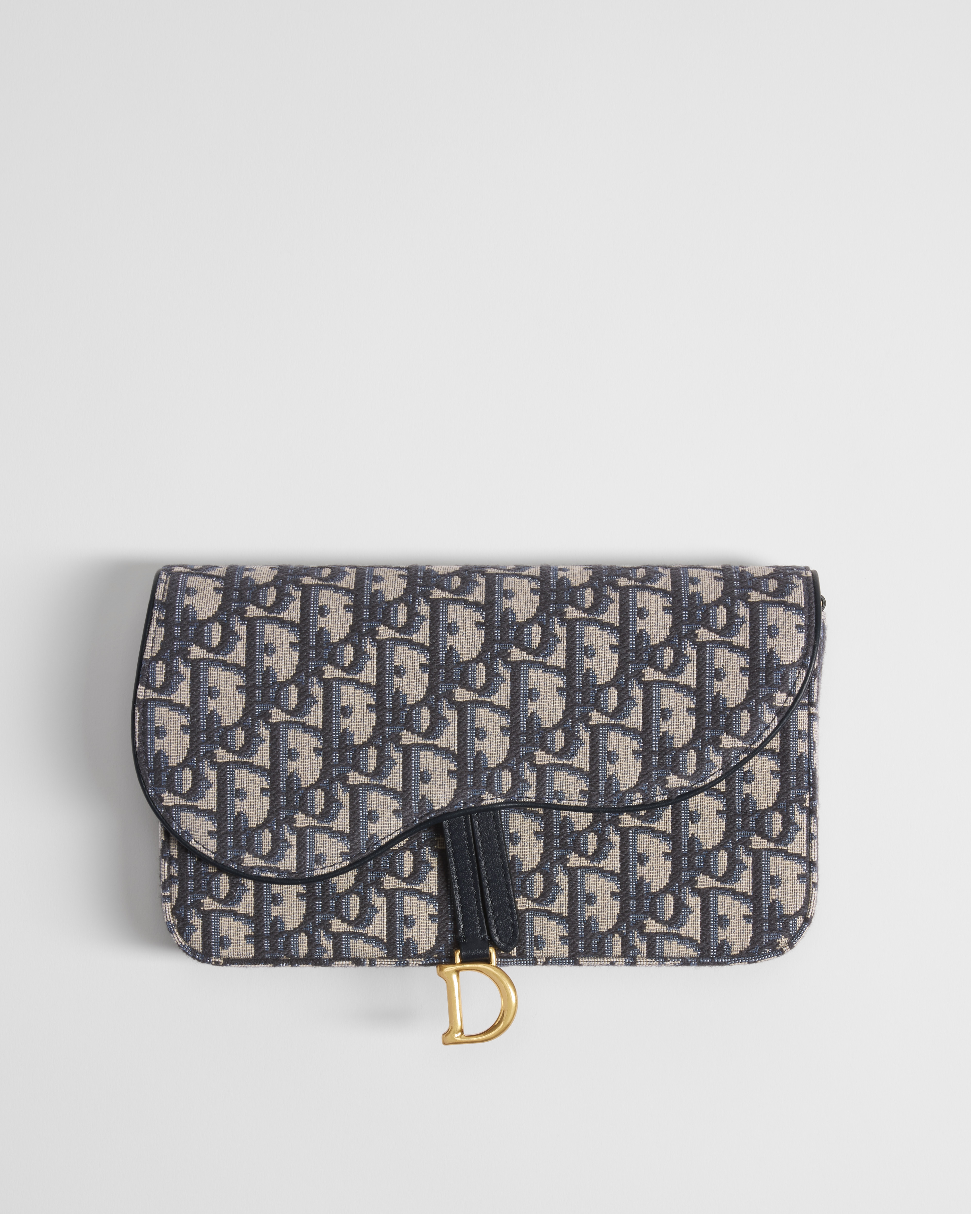 中号马鞍链条手袋 蓝色 Oblique 印花面料 E09