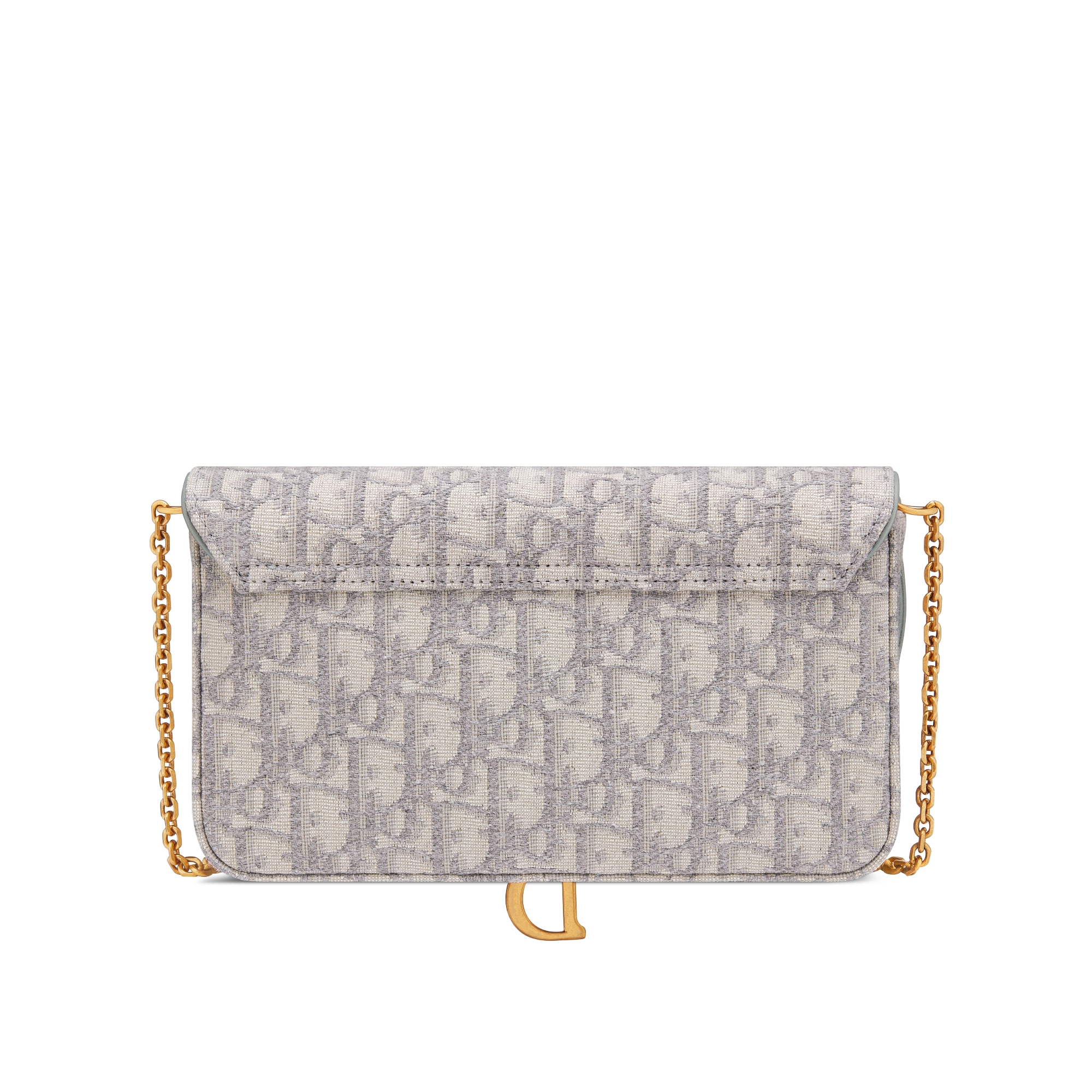 中号马鞍链条手袋 灰色 Oblique 印花面料 E08