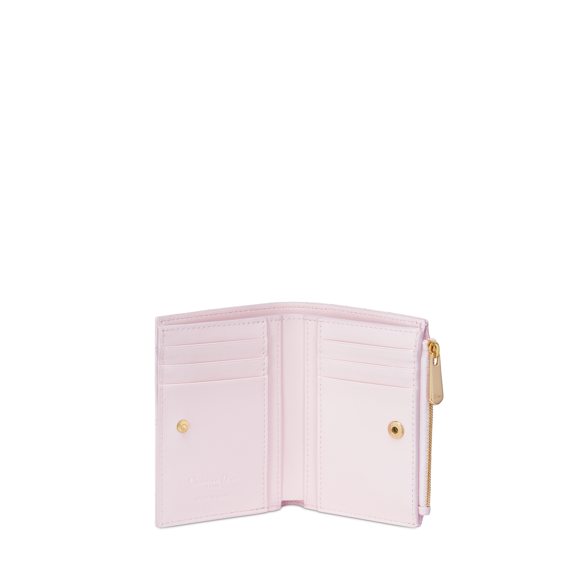 Dior Lucky Lady Dior Dahlia 钱包 淡粉色羊皮革藤格纹心形图案 E07