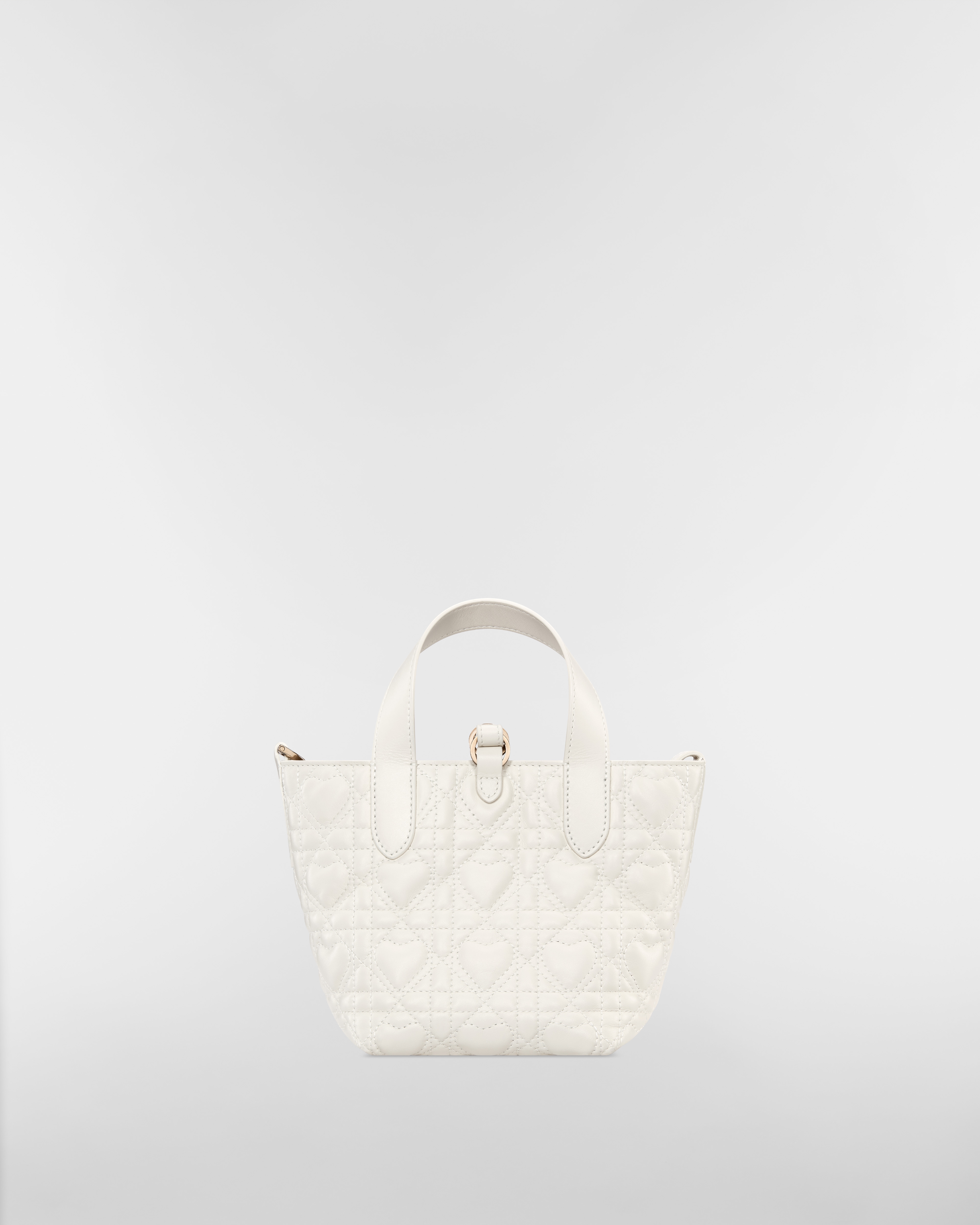 微型 Dior Toujours 竖版手袋 奶白色牛皮革藤格纹心形图案 E08