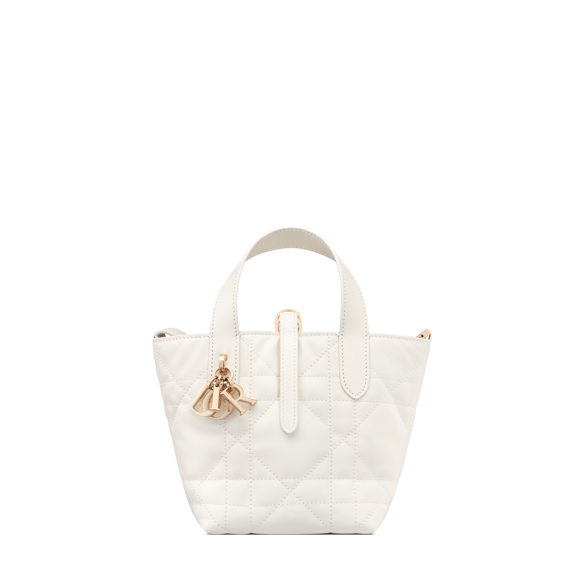 微型 Dior Toujours 竖版手袋 奶白色牛皮革超大藤格纹 E01