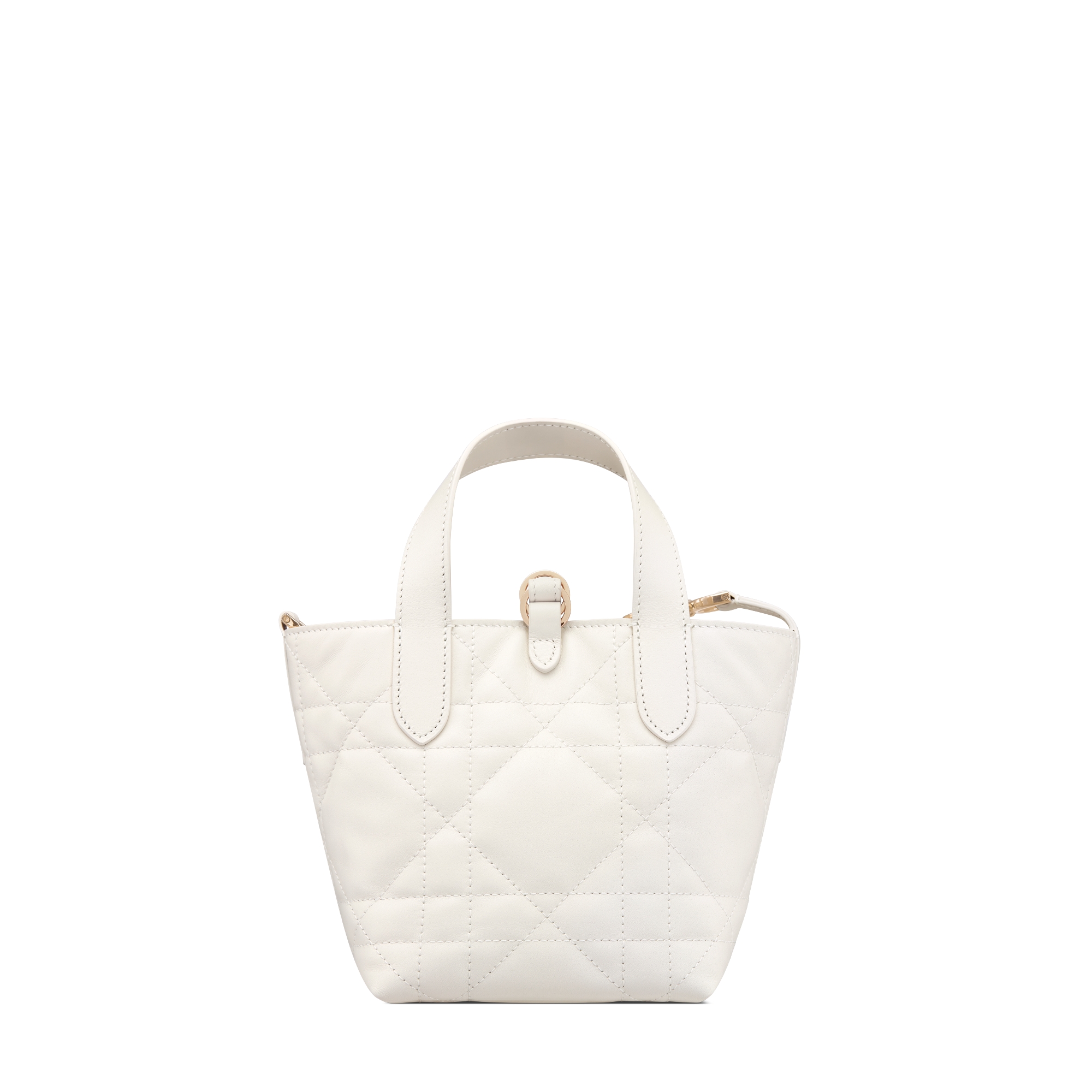 微型 Dior Toujours 竖版手袋 奶白色牛皮革超大藤格纹 E08