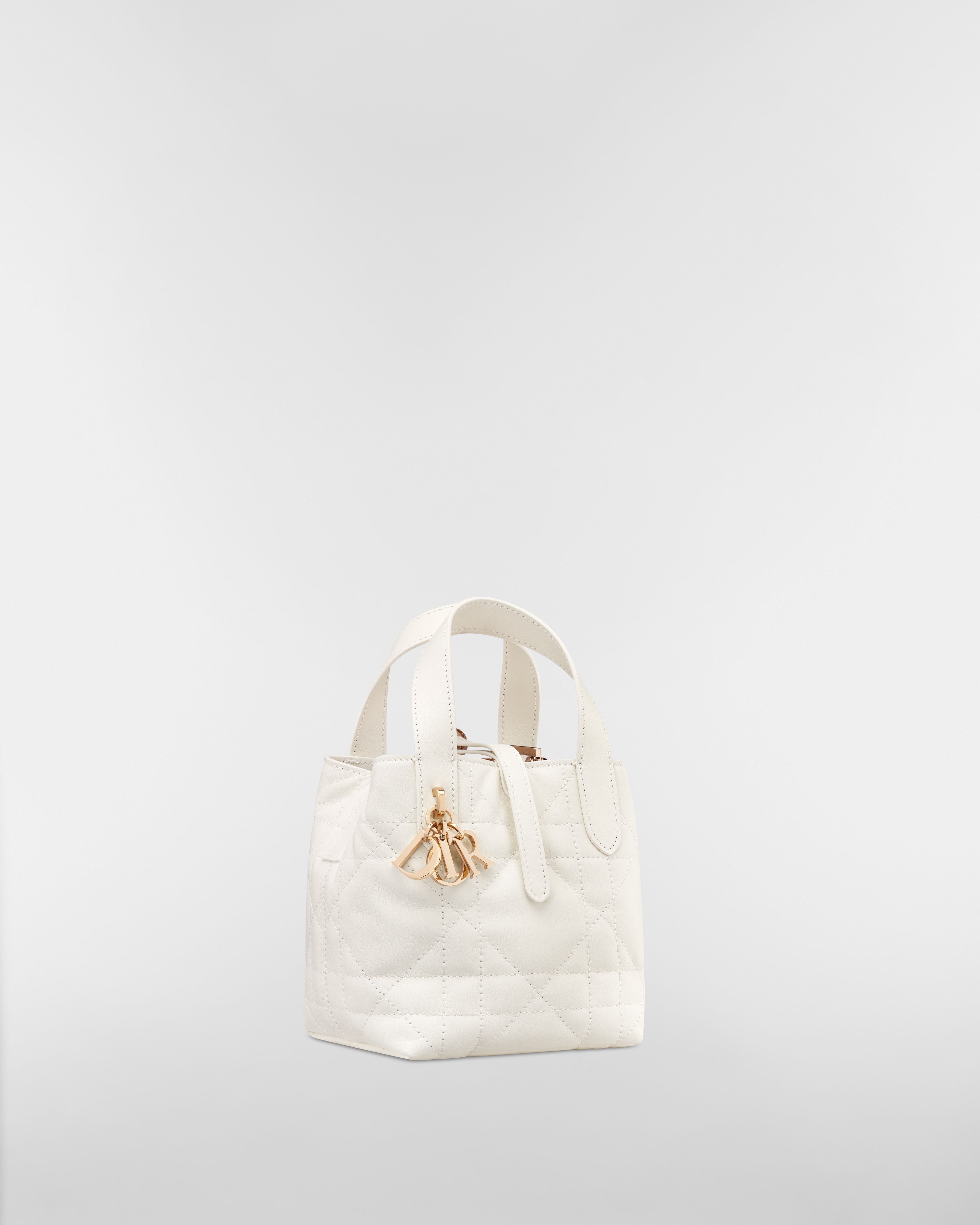 微型 Dior Toujours 竖版手袋 奶白色牛皮革超大藤格纹 E03