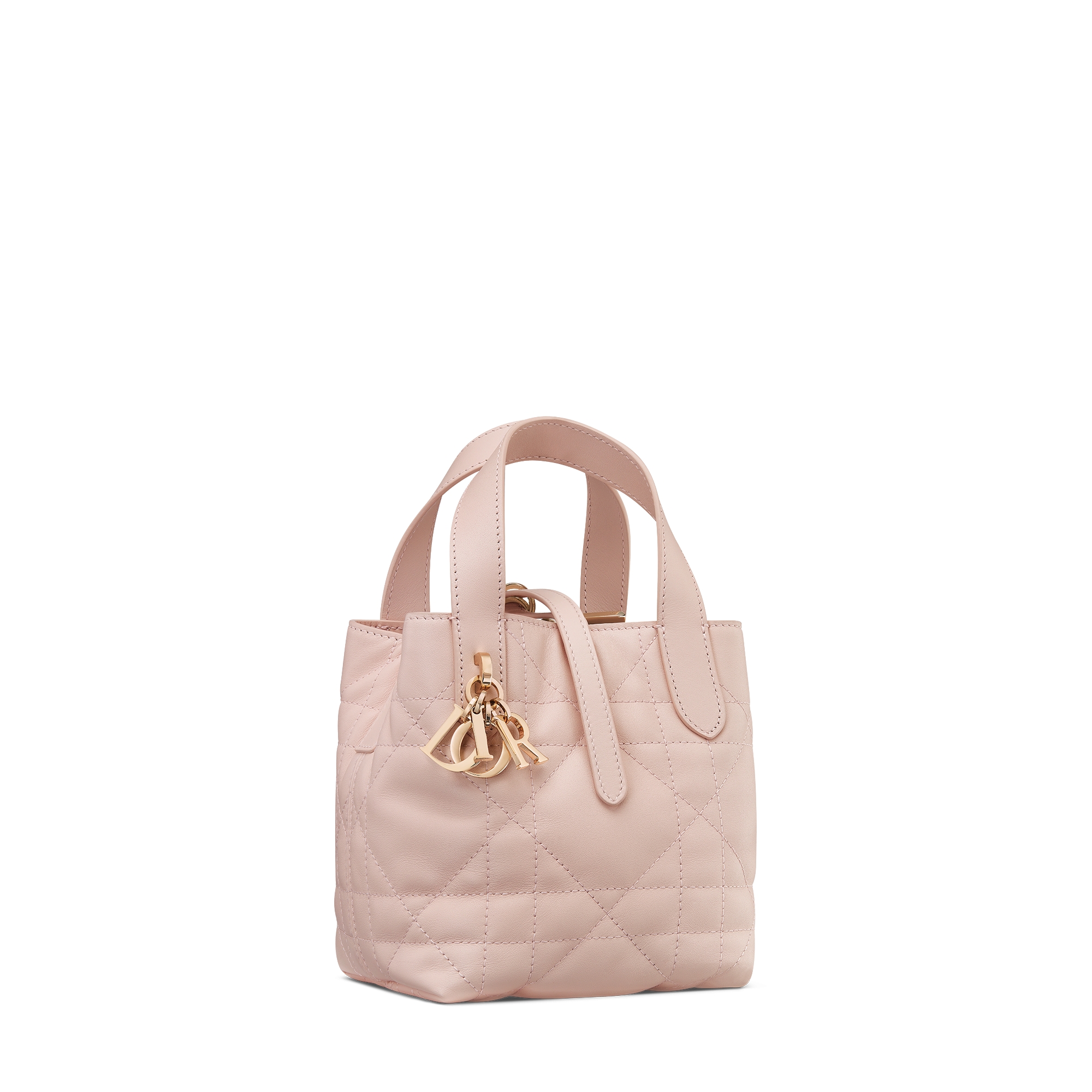 微型 Dior Toujours 竖版手袋 胭脂粉色牛皮革超大藤格纹 E03