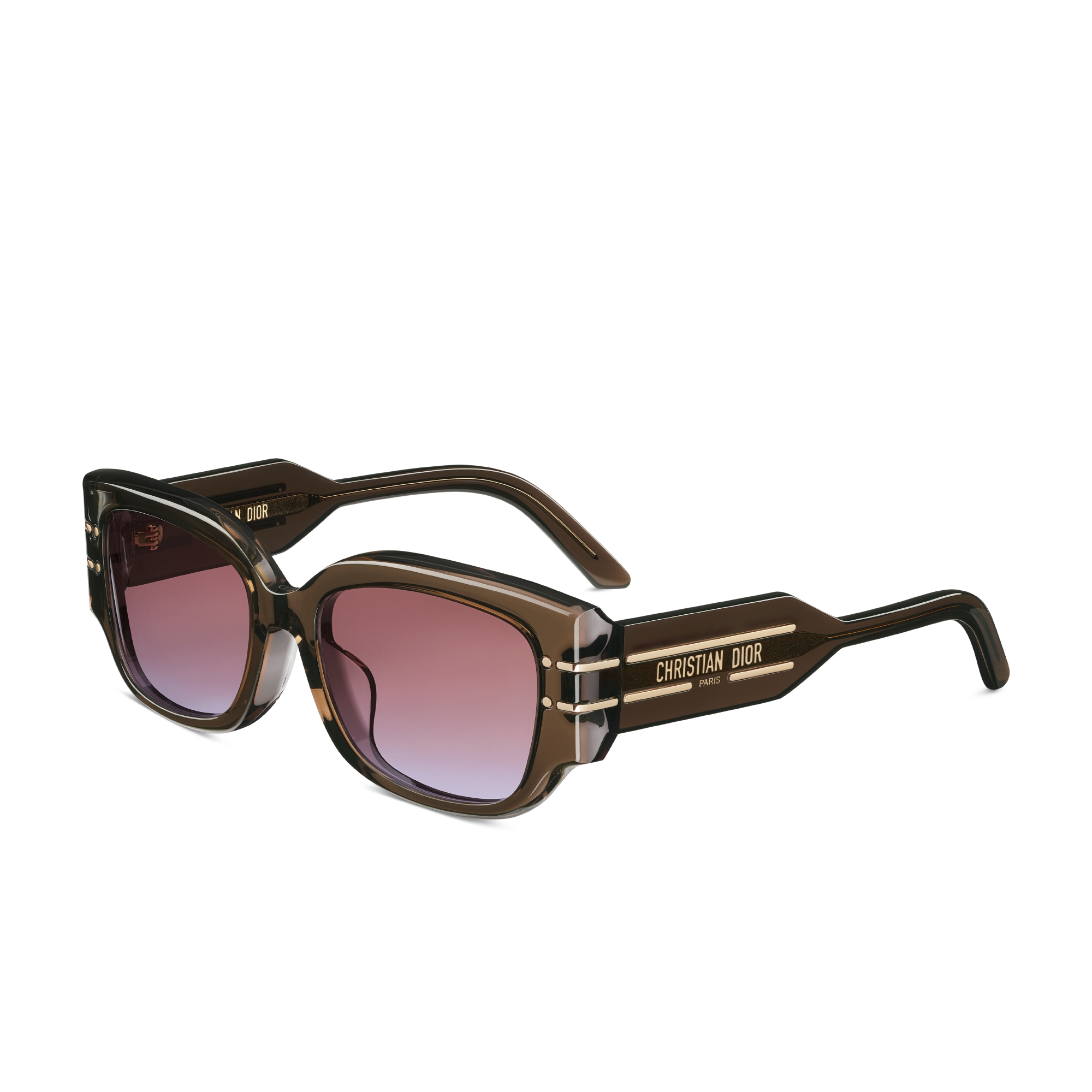 DiorSignature S13F 太阳眼镜 棕色半透明正方形镜框 E03