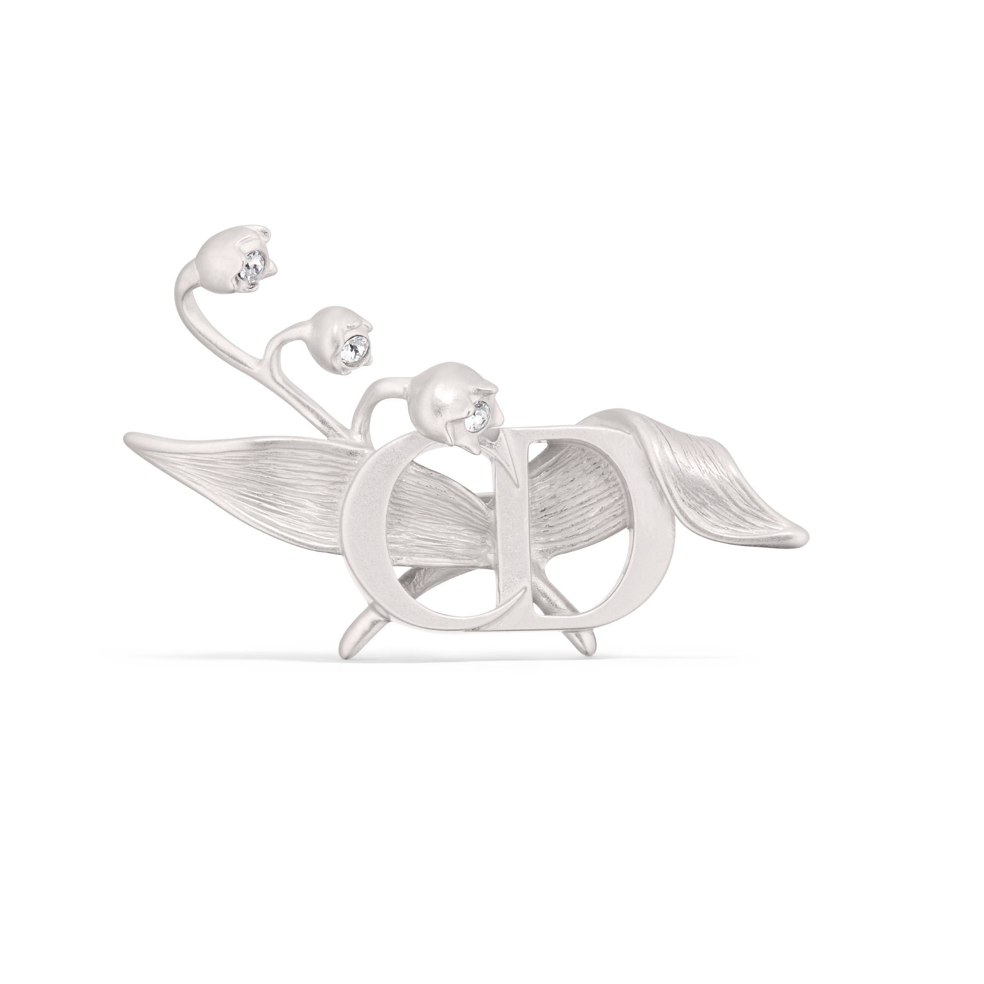 CD 铃兰胸针 银质和白色仿水晶装饰 E01