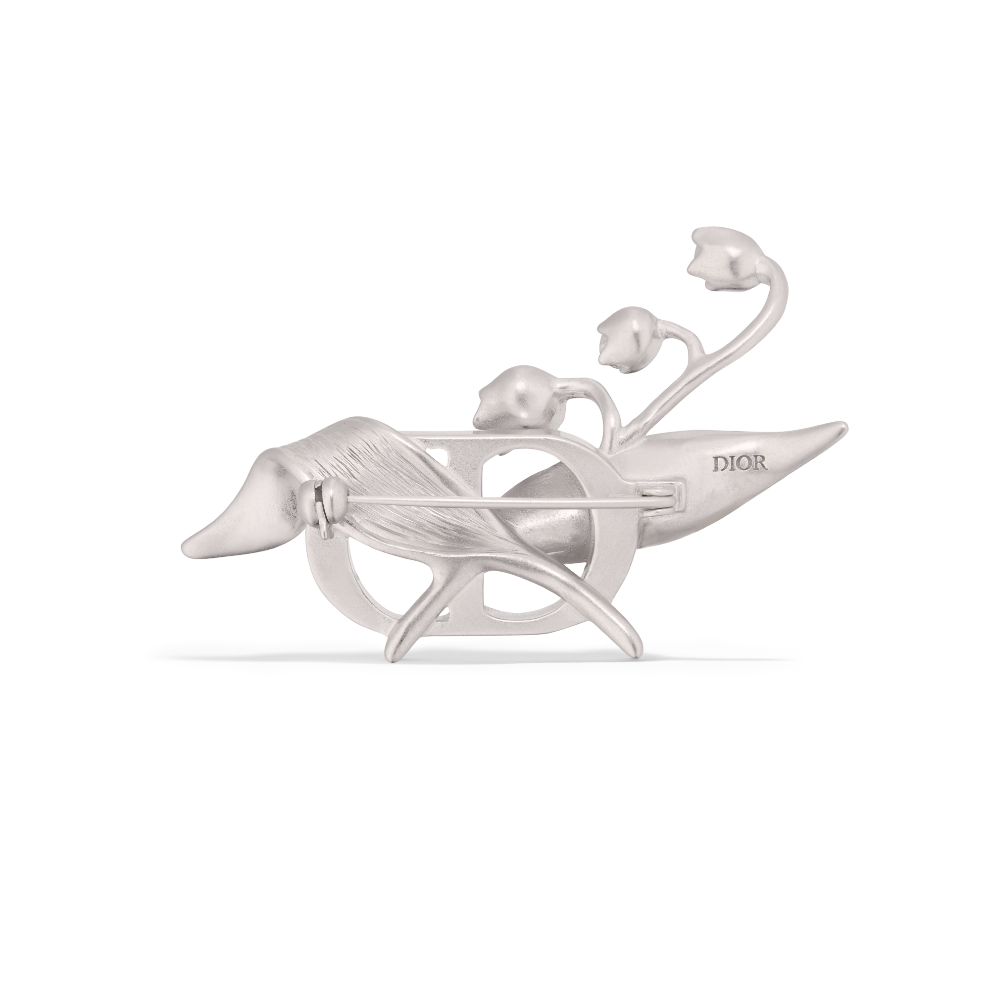 CD 铃兰胸针 银质和白色仿水晶装饰 E08