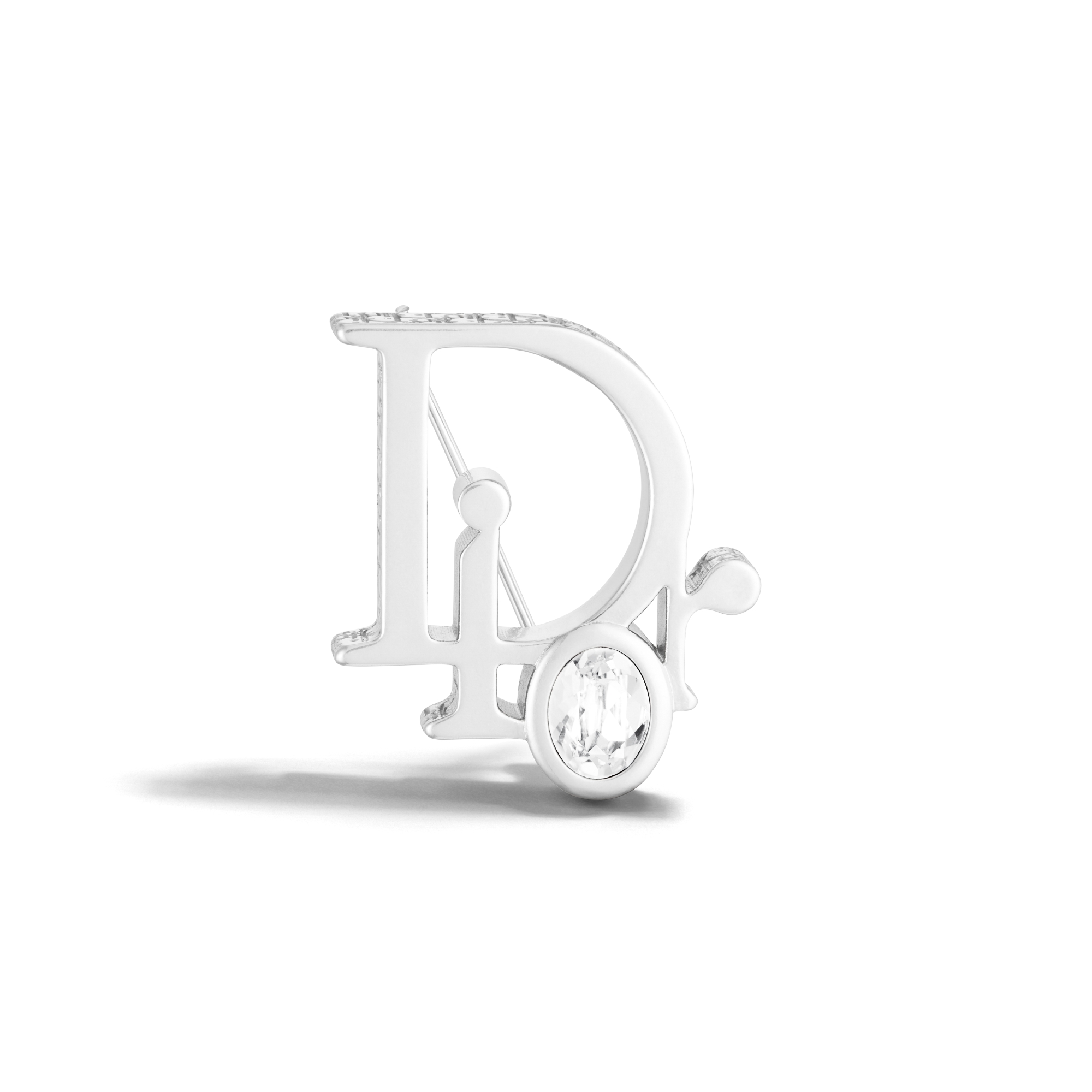 Dior Sparkle 胸针 银色饰面铜合金搭配白色晶体和灰色人工树脂装饰 E01