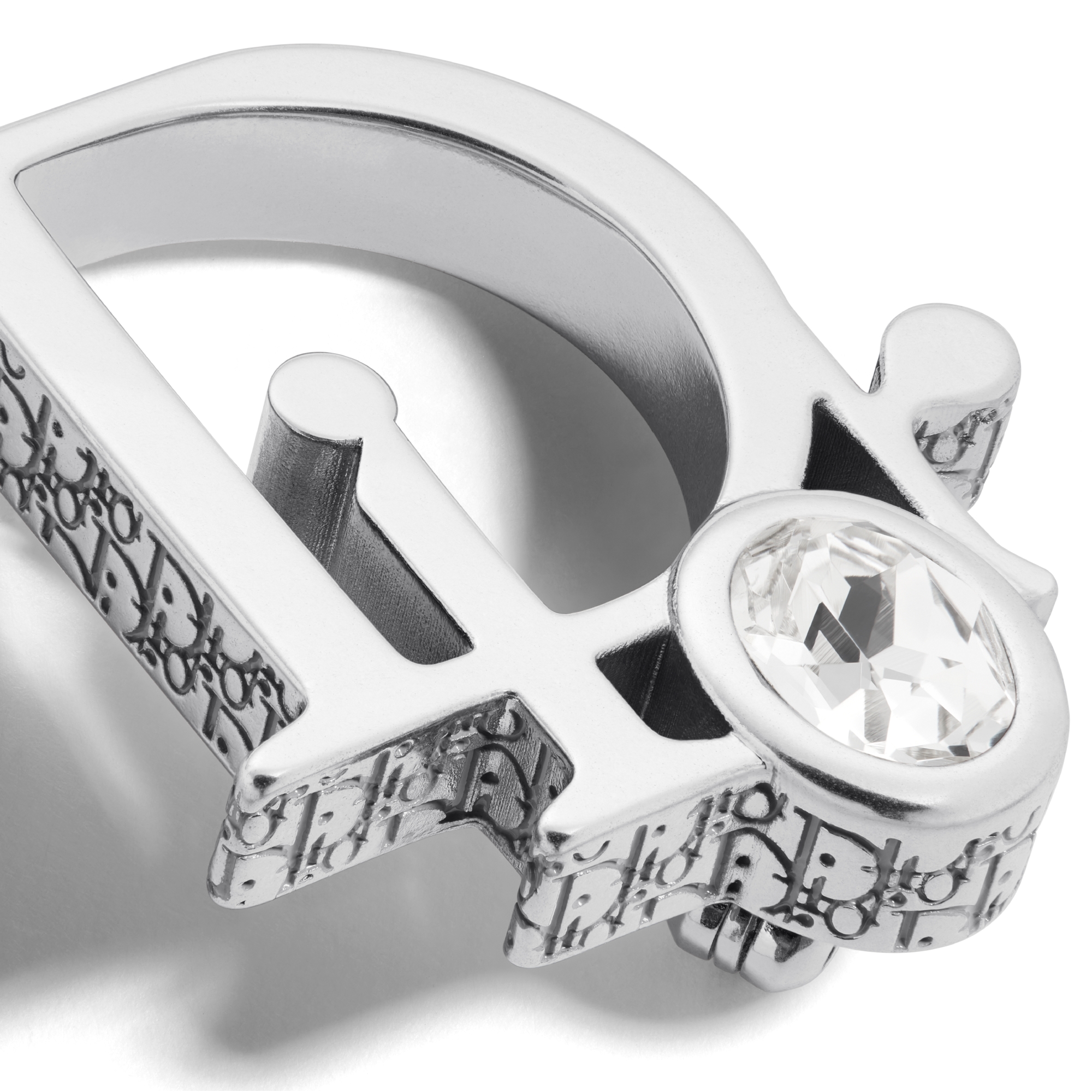 Dior Sparkle 胸针 银色饰面铜合金搭配白色晶体和灰色人工树脂装饰 E09