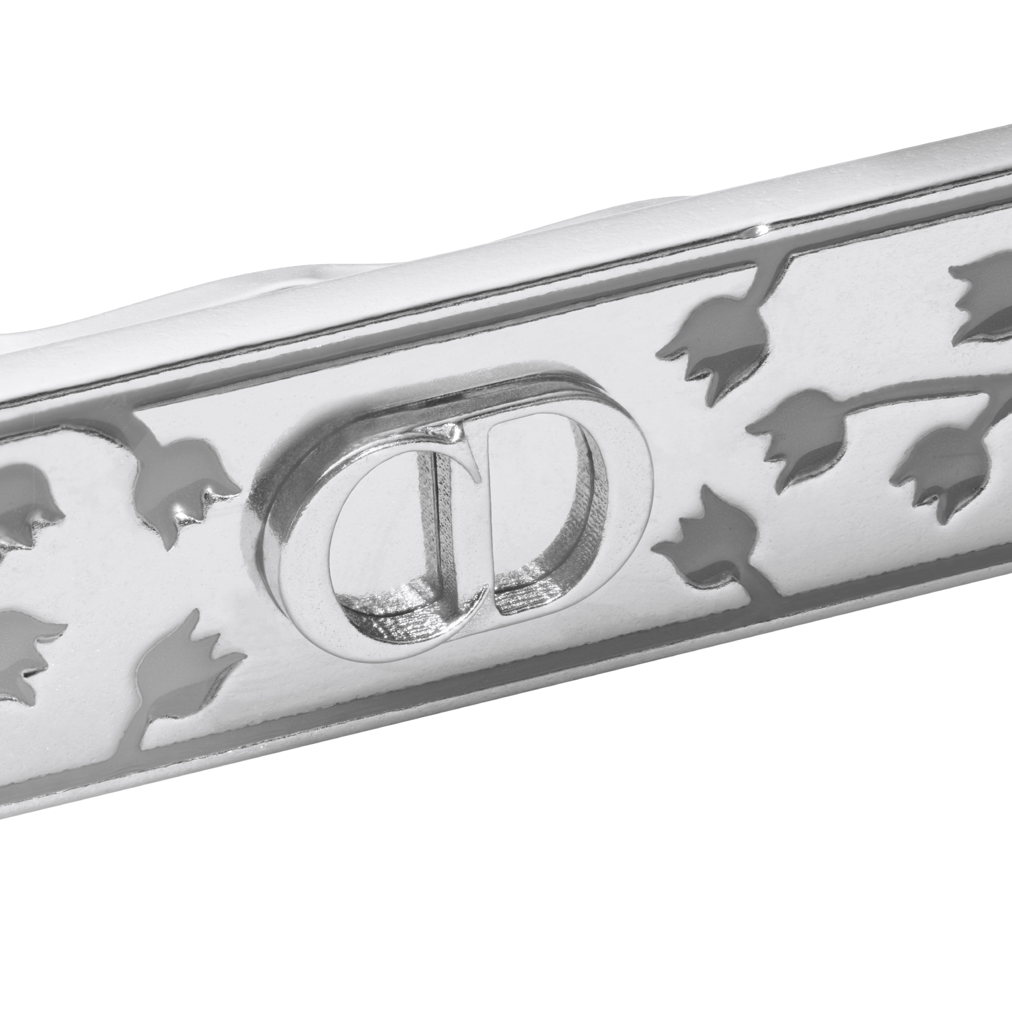 铃兰领带夹 银质和灰色人工树脂 E09