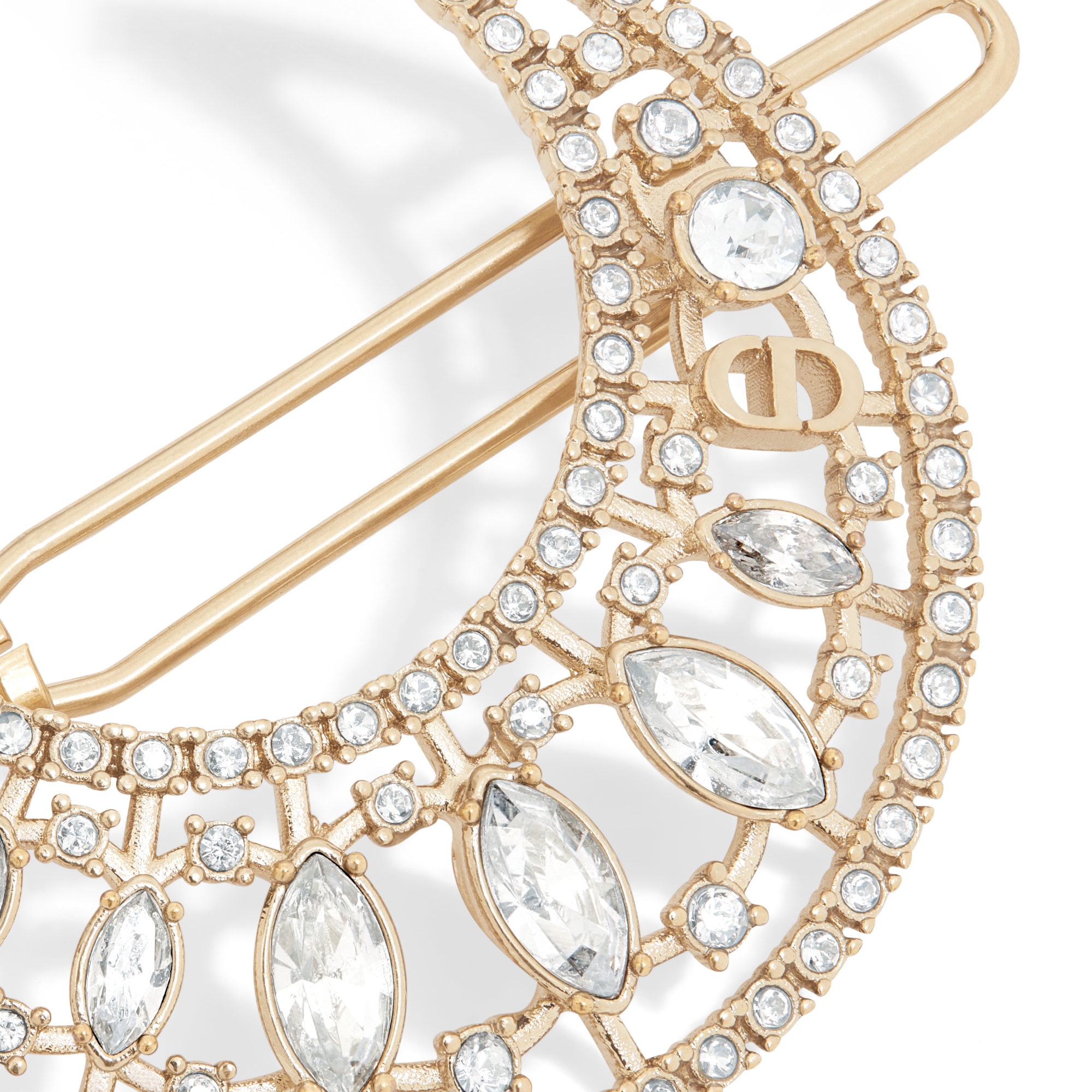 Nuit Étoilée 发夹 浅金色饰面金属和银色调晶体装饰 E09