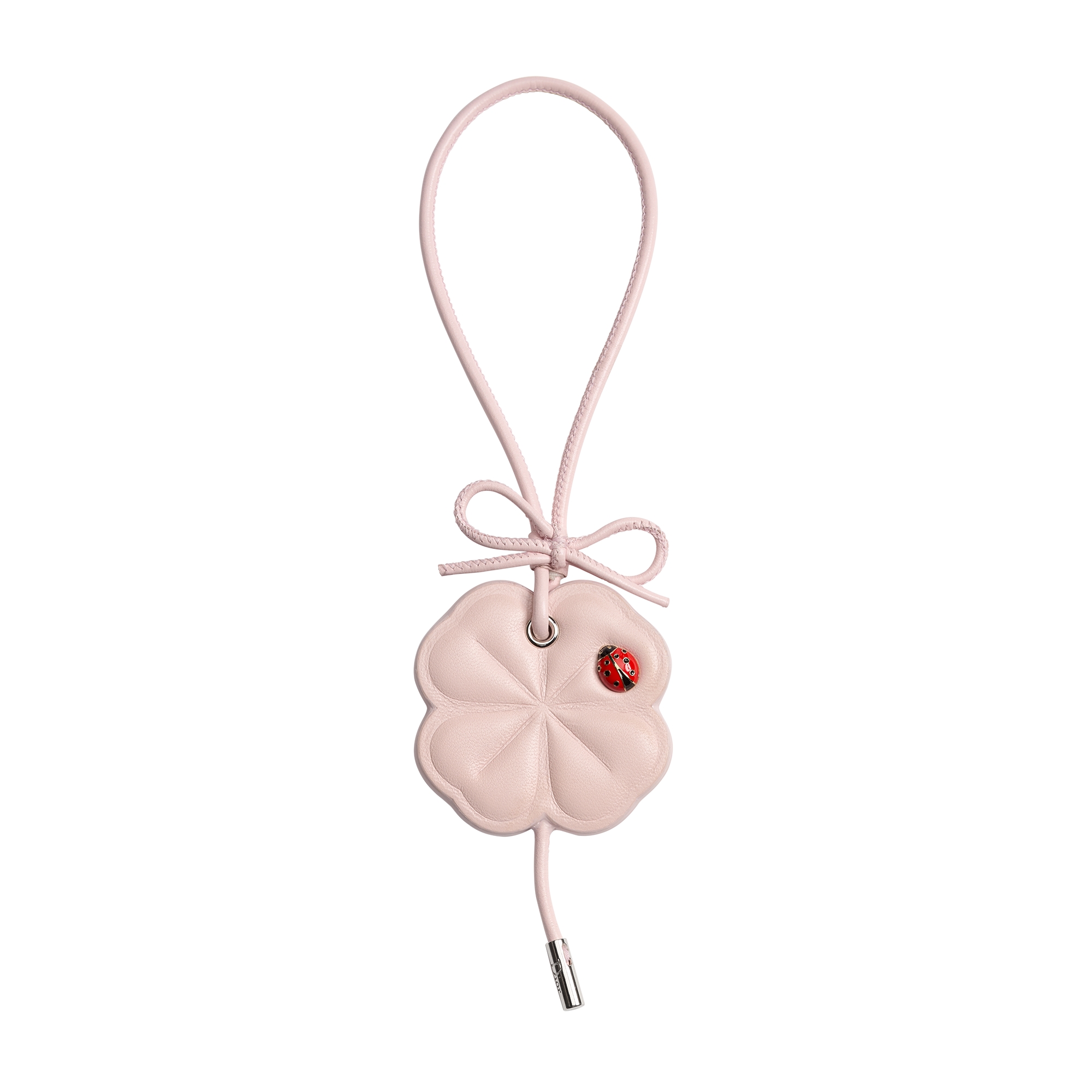 Dior Clover 手袋吊饰 粉色牛皮革、银色饰面金属和红色与黑色涂漆 E01